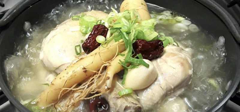 Dak-baeksuk (Ginseng Chicken Stew) Please make a reservation two hours in advance (the dish takes about two hours to prepare).
