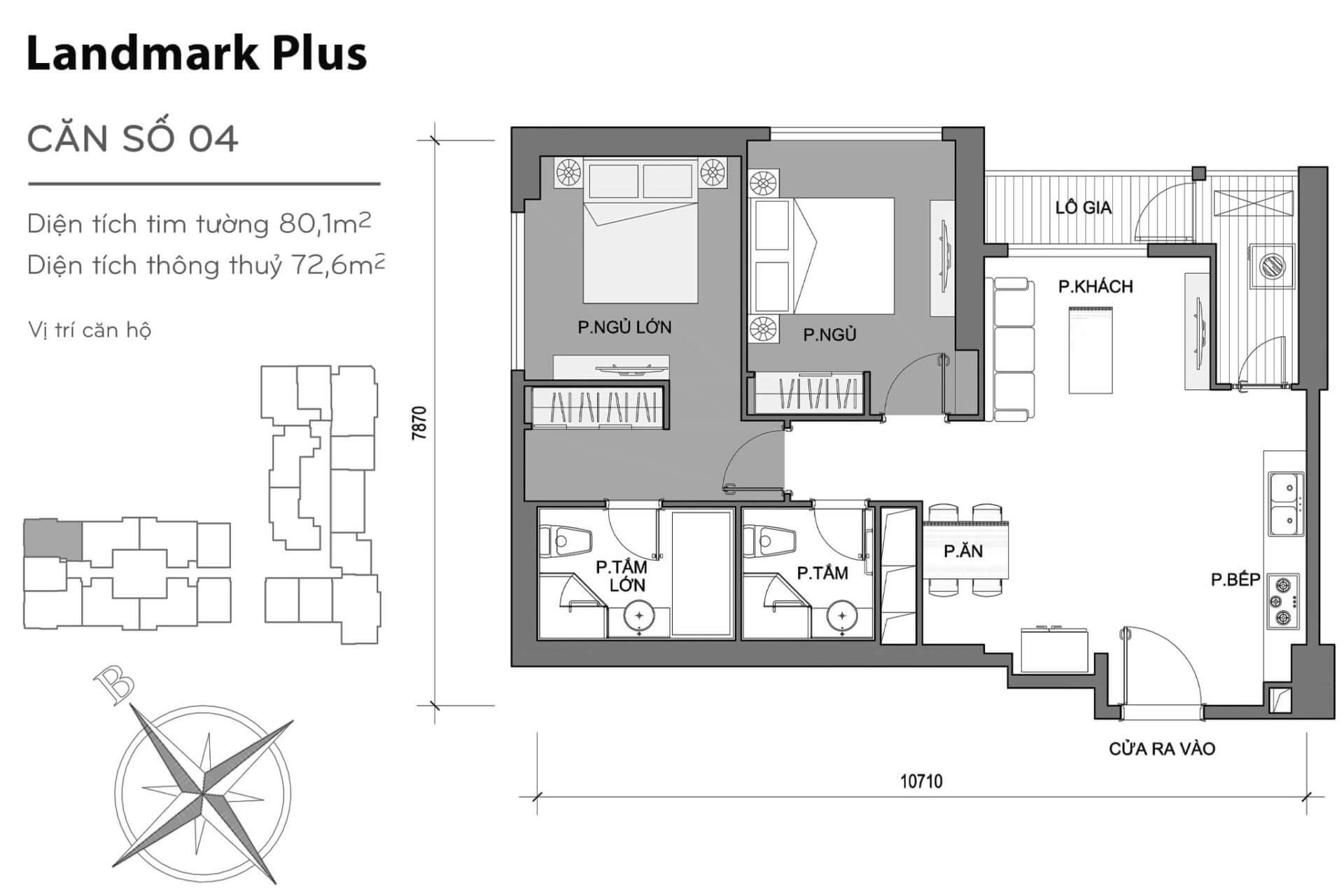 layout căn hộ số 4 Landmark Plus LP-04