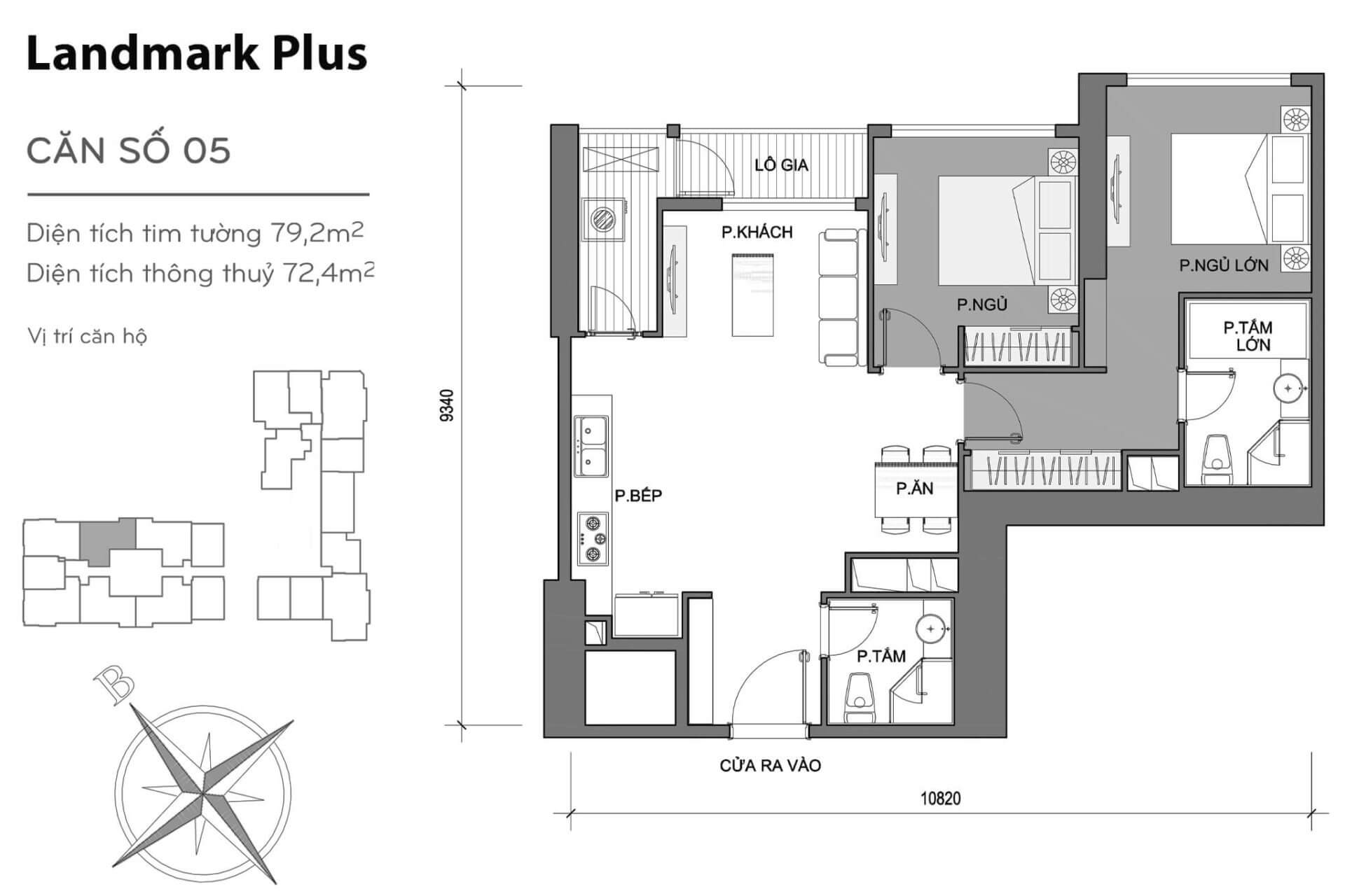 layout căn hộ số 5 Landmark Plus LP-05
