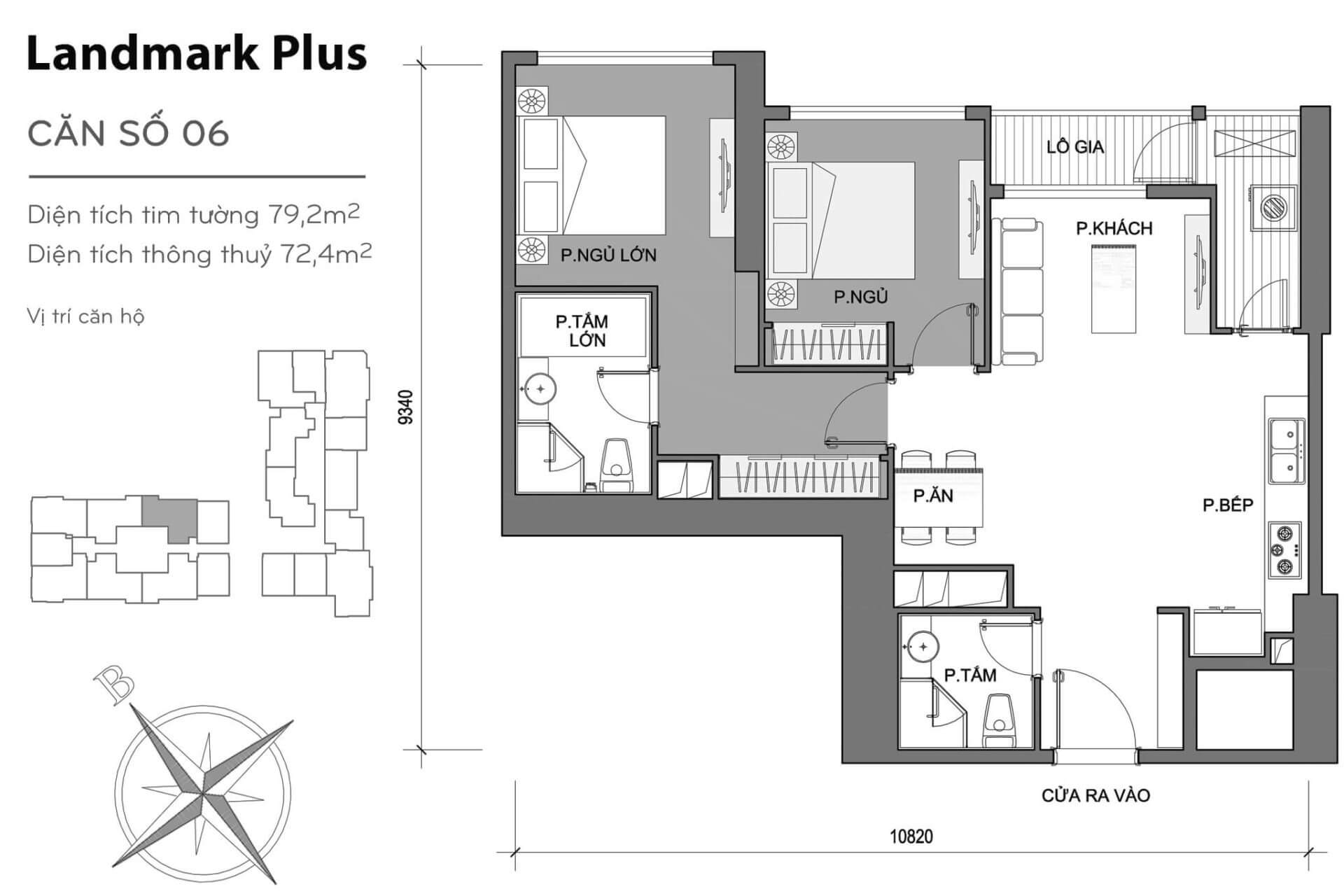 layout căn hộ số 6 Landmark Plus LP-06