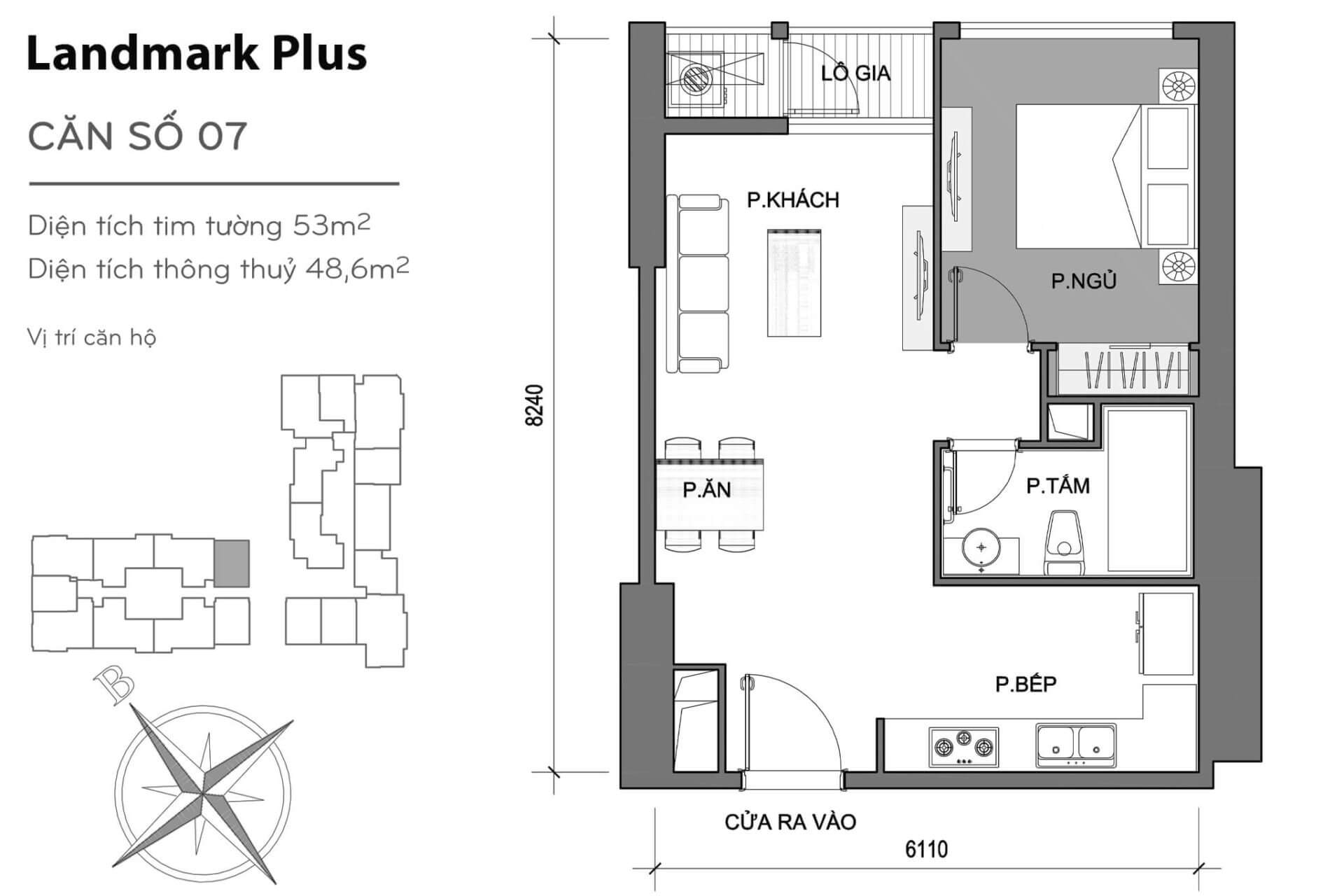 layout căn hộ số 7 Landmark Plus LP-07