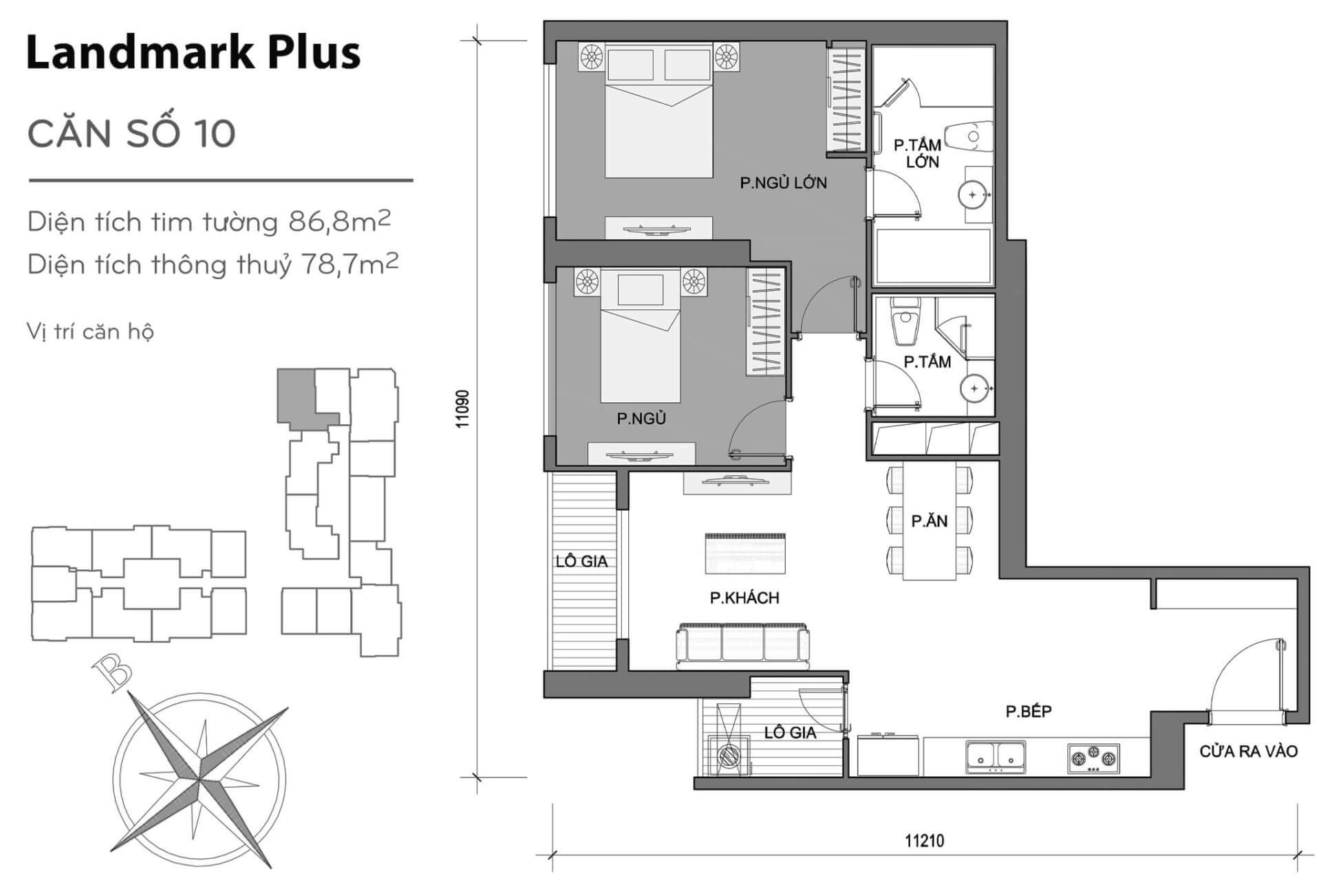 layout căn hộ số 10 Landmark Plus LP-10