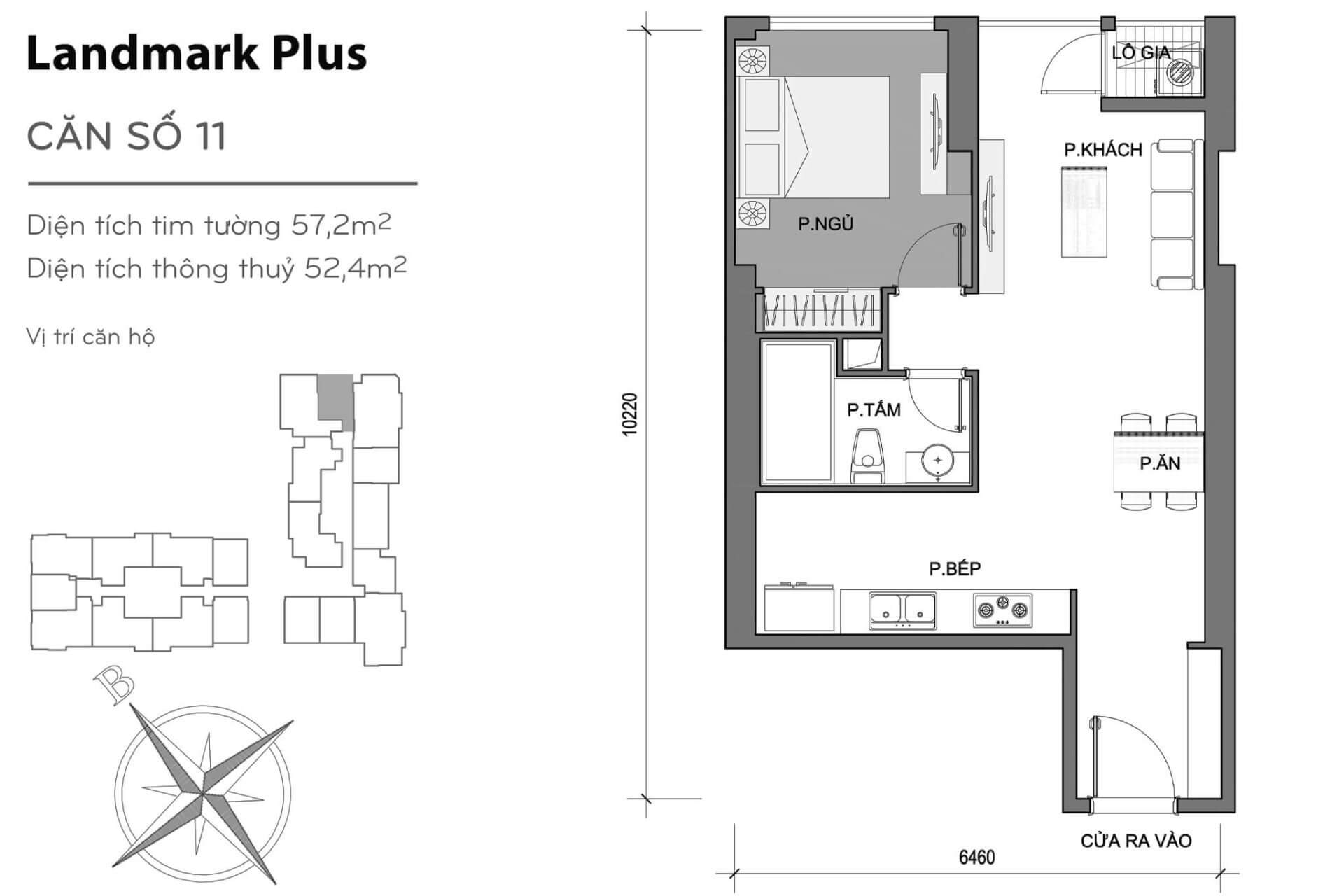 layout căn hộ số 11 Landmark Plus LP-11