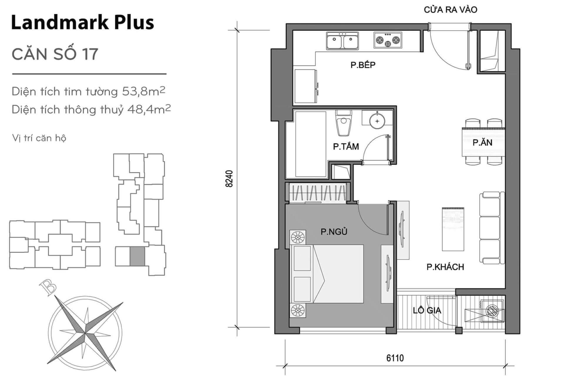 layout căn hộ số 17 Landmark Plus LP-17