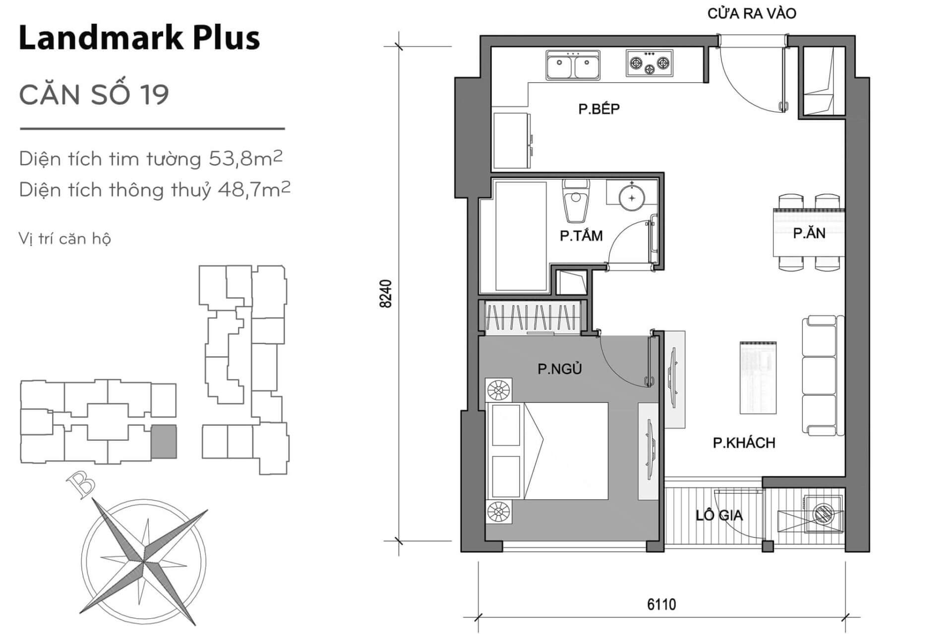 layout căn hộ số 19 Landmark Plus LP-19