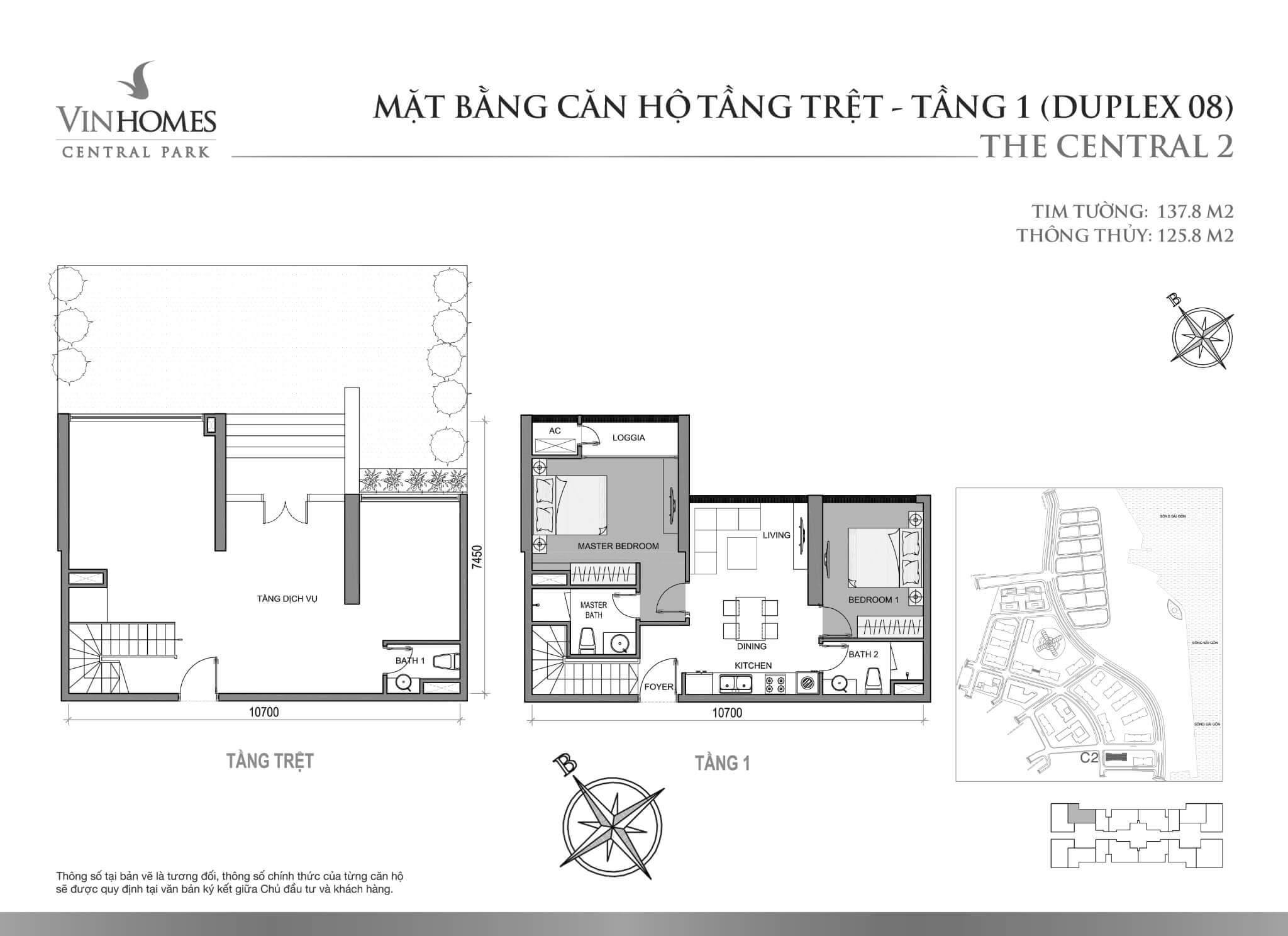 layout căn hộ tầng trệt Duplex 08 C2-01
