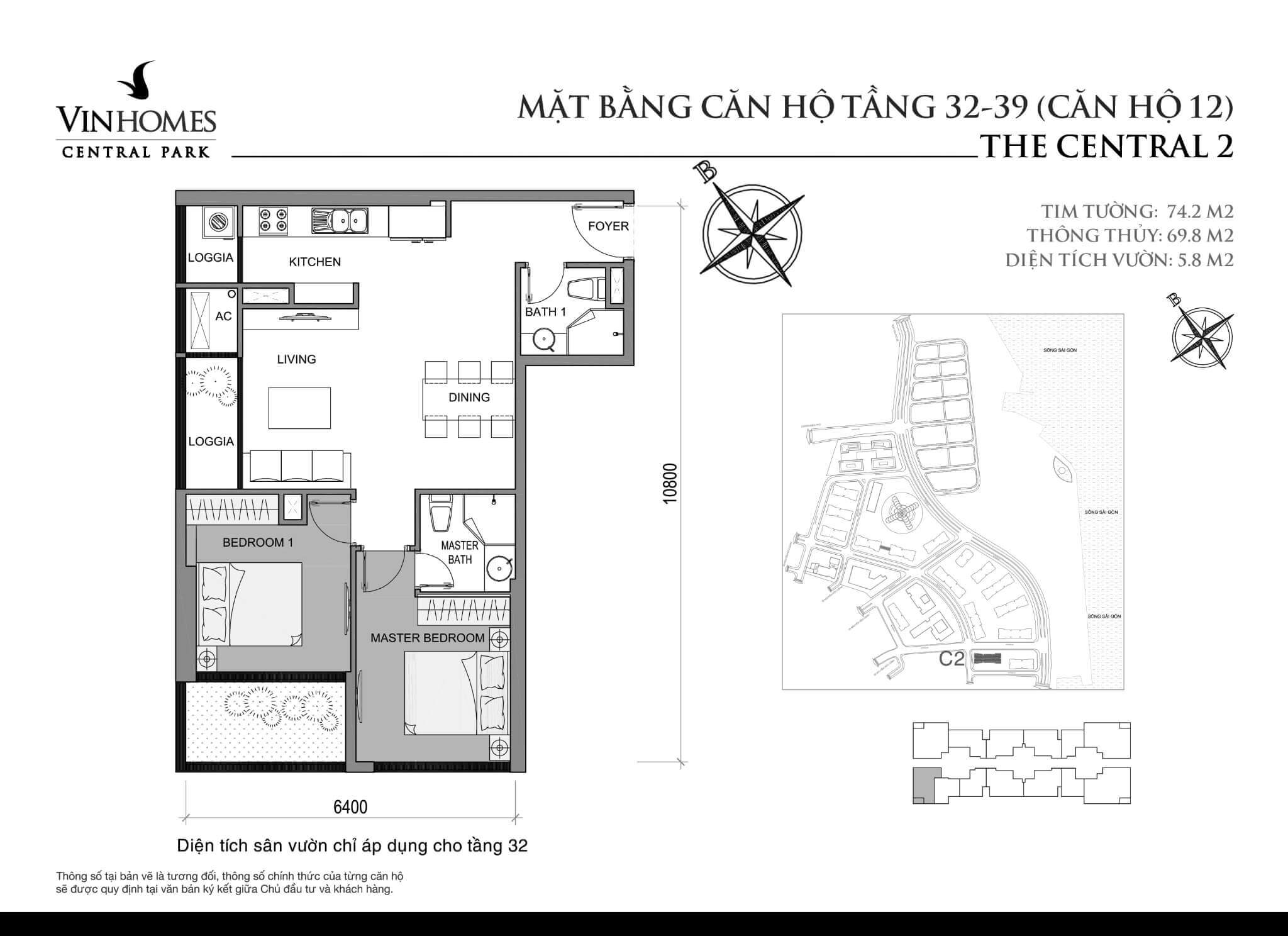 layout căn hộ số 12 tầng 32-39 Central 2