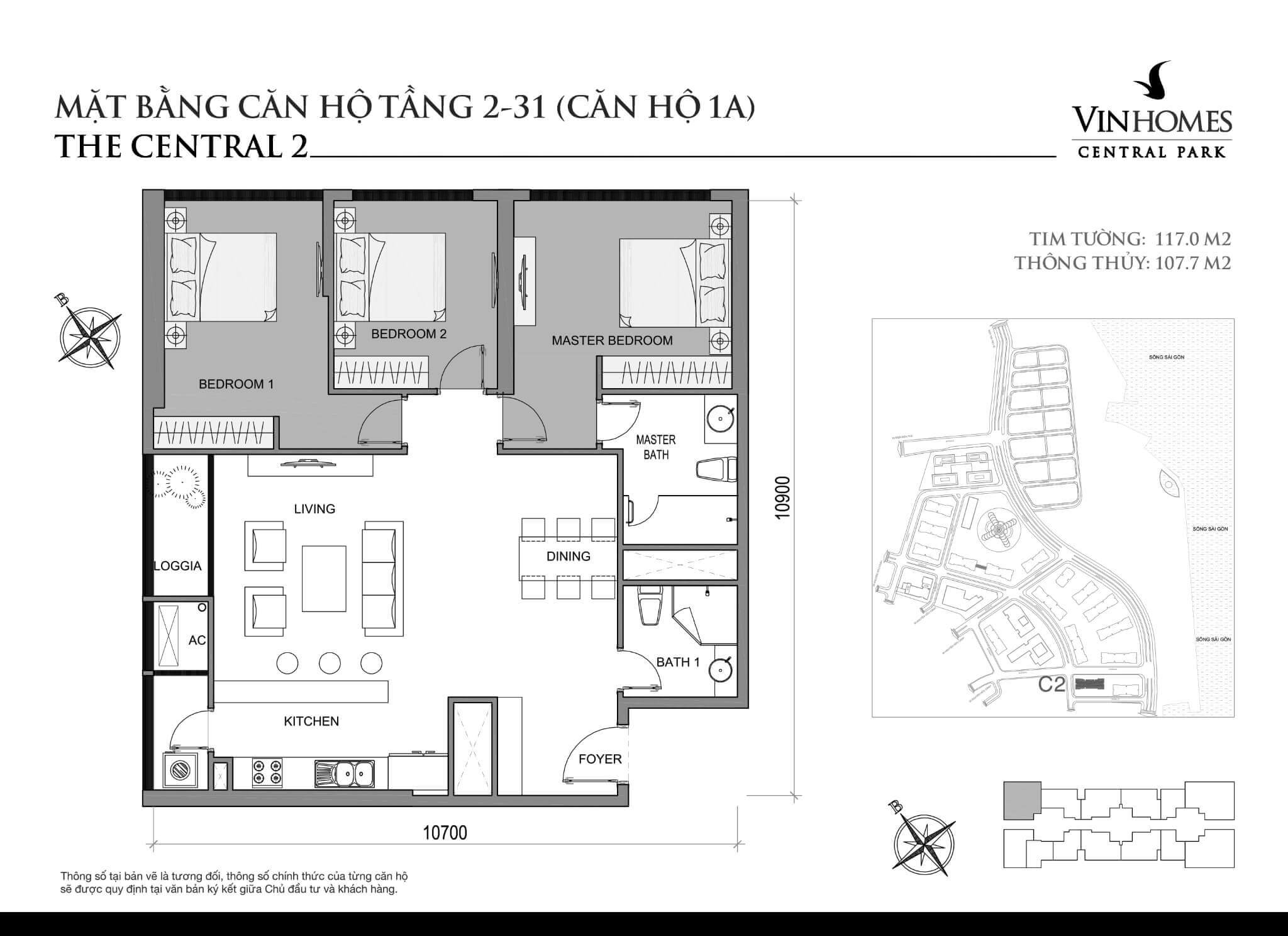 layout căn hộ số 1A tầng 2-31 Central 2