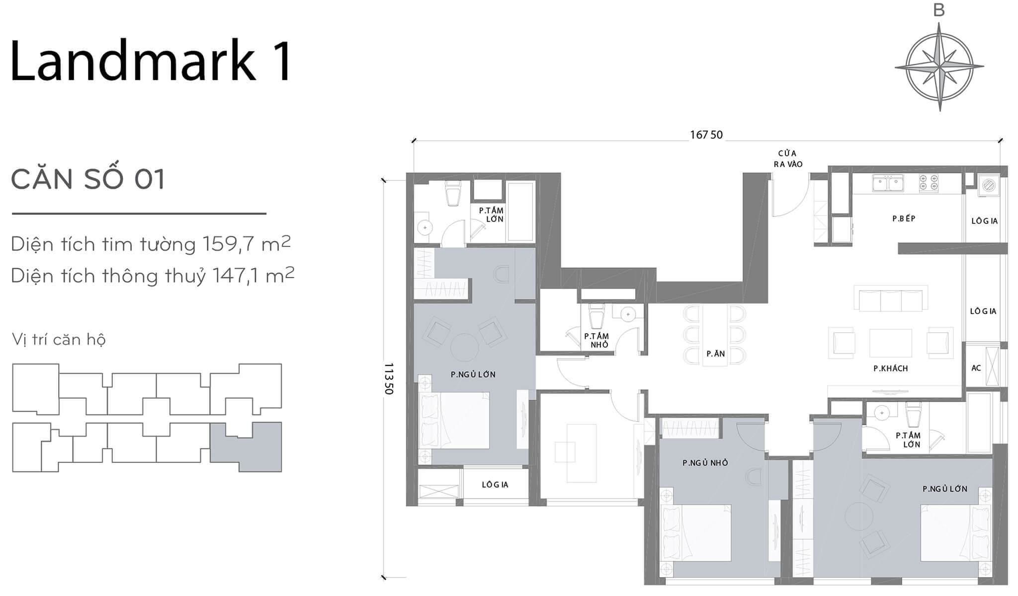 layout căn hộ số 4 Landmark 1 L1-04