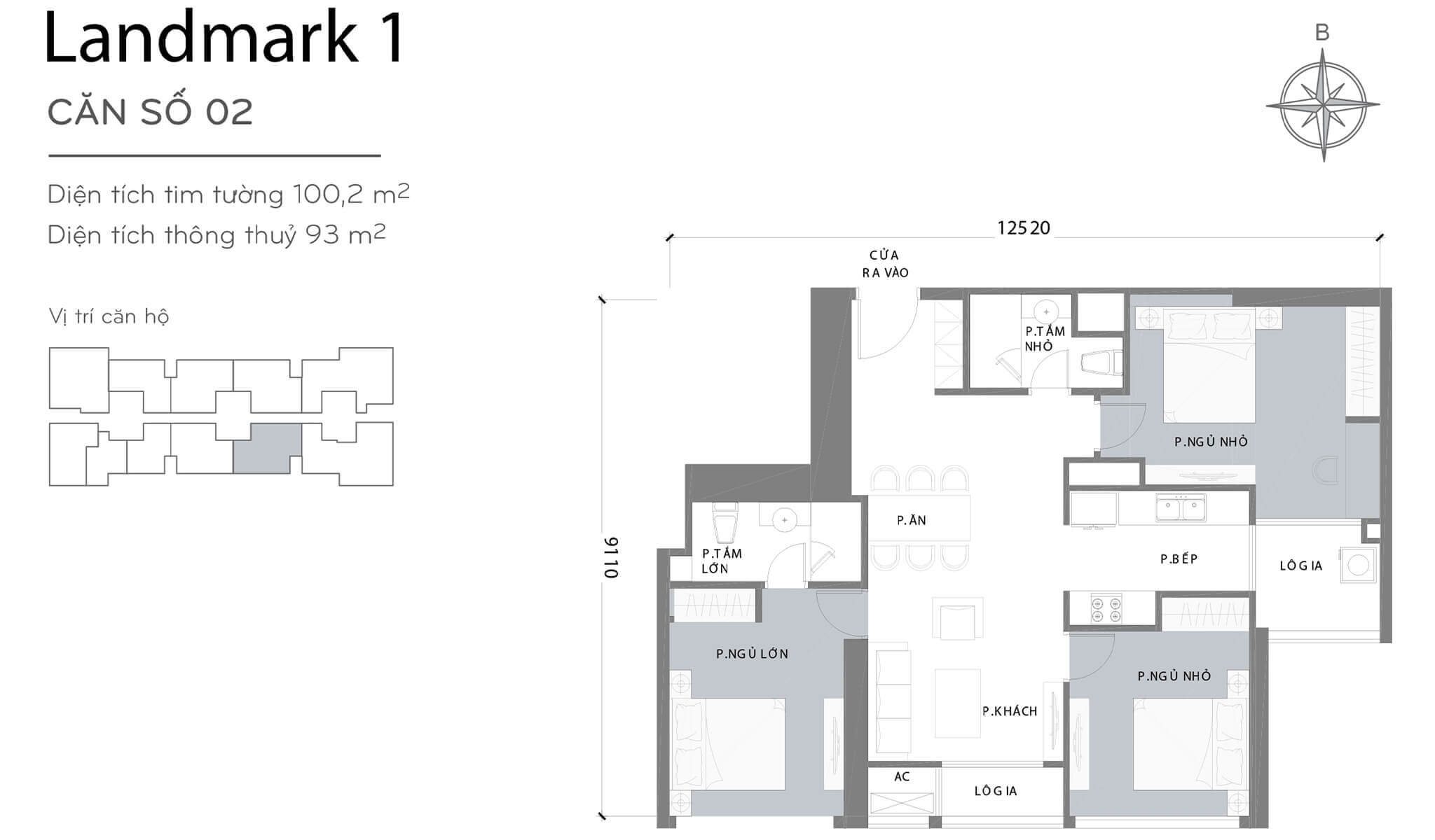 layout căn hộ số 2 Landmark 1 L1-02