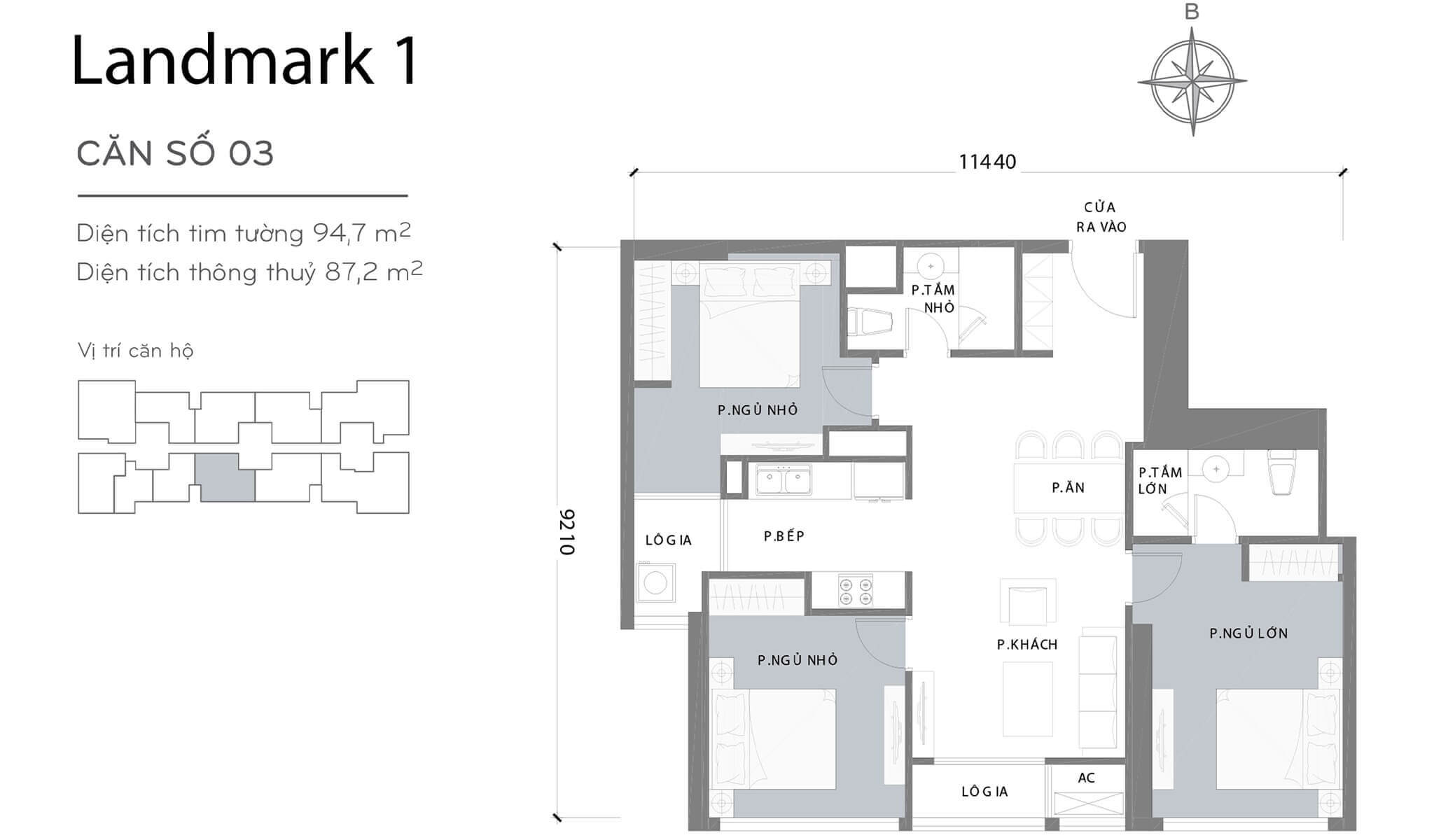 layout căn hộ số 3 Landmark 1 L1-03