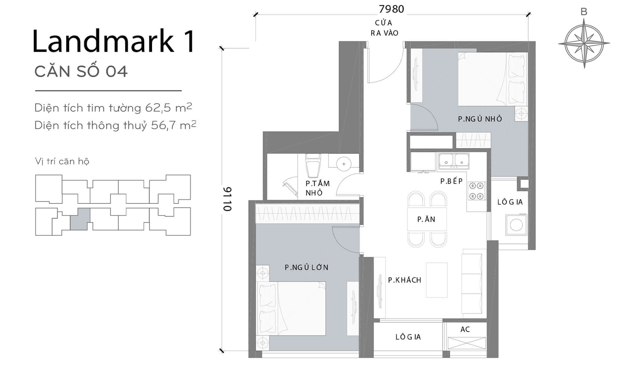 layout căn hộ số 4 Landmark 1 L1-04