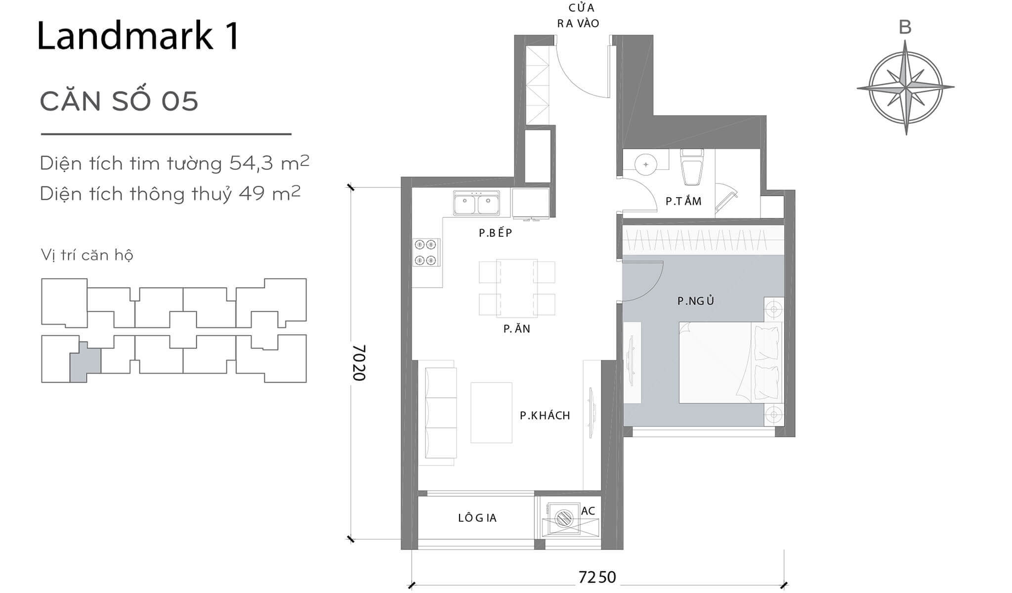 layout căn hộ số 5 Landmark 1 L1-05