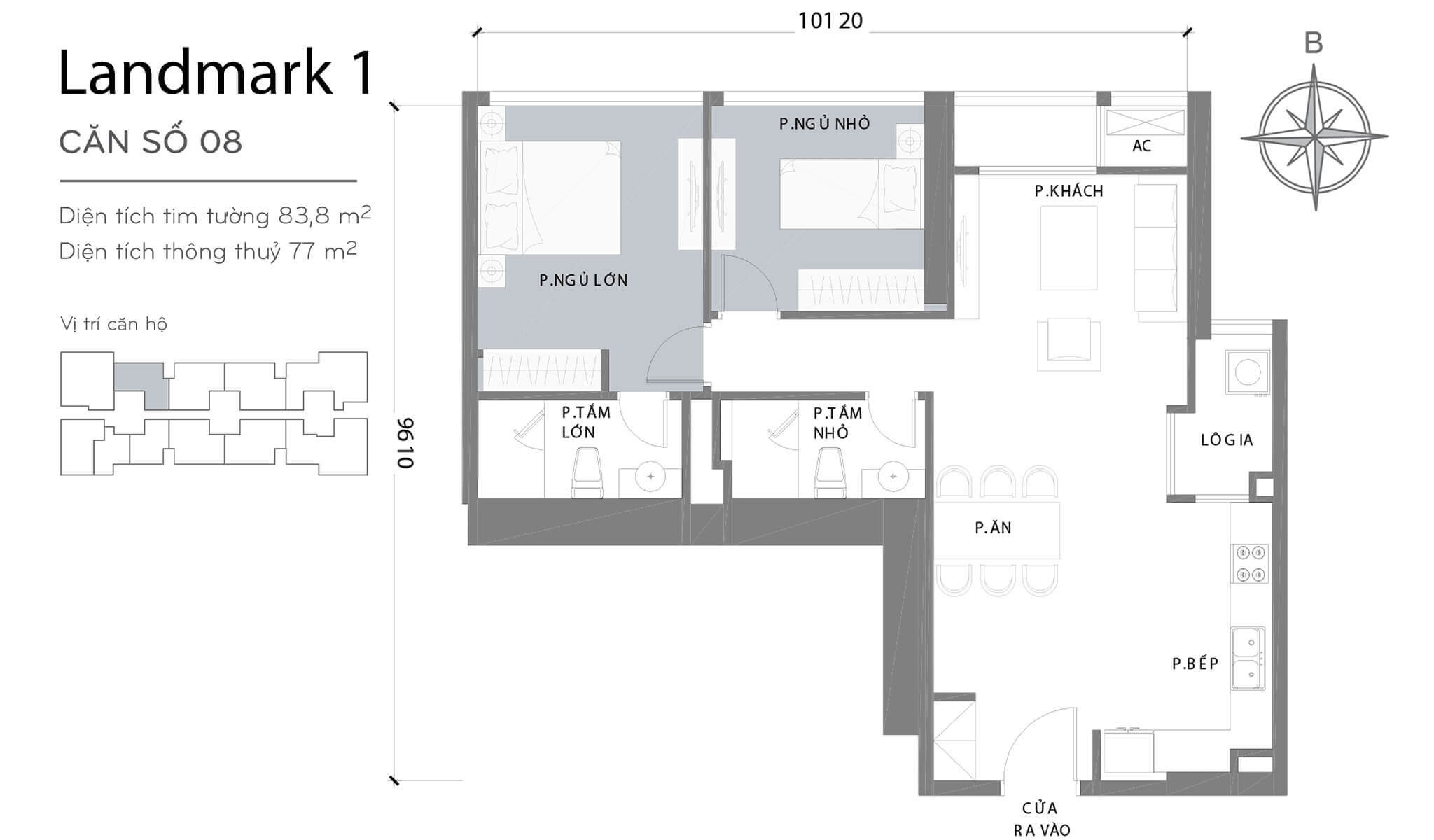 layout căn hộ số 8 Landmark 1 L1-08