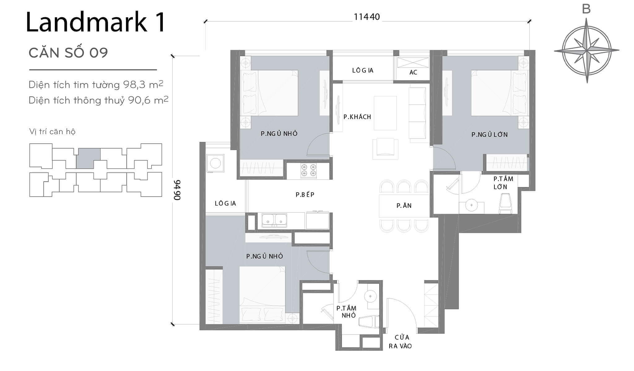 layout căn hộ số 9 Landmark 1 L1-09