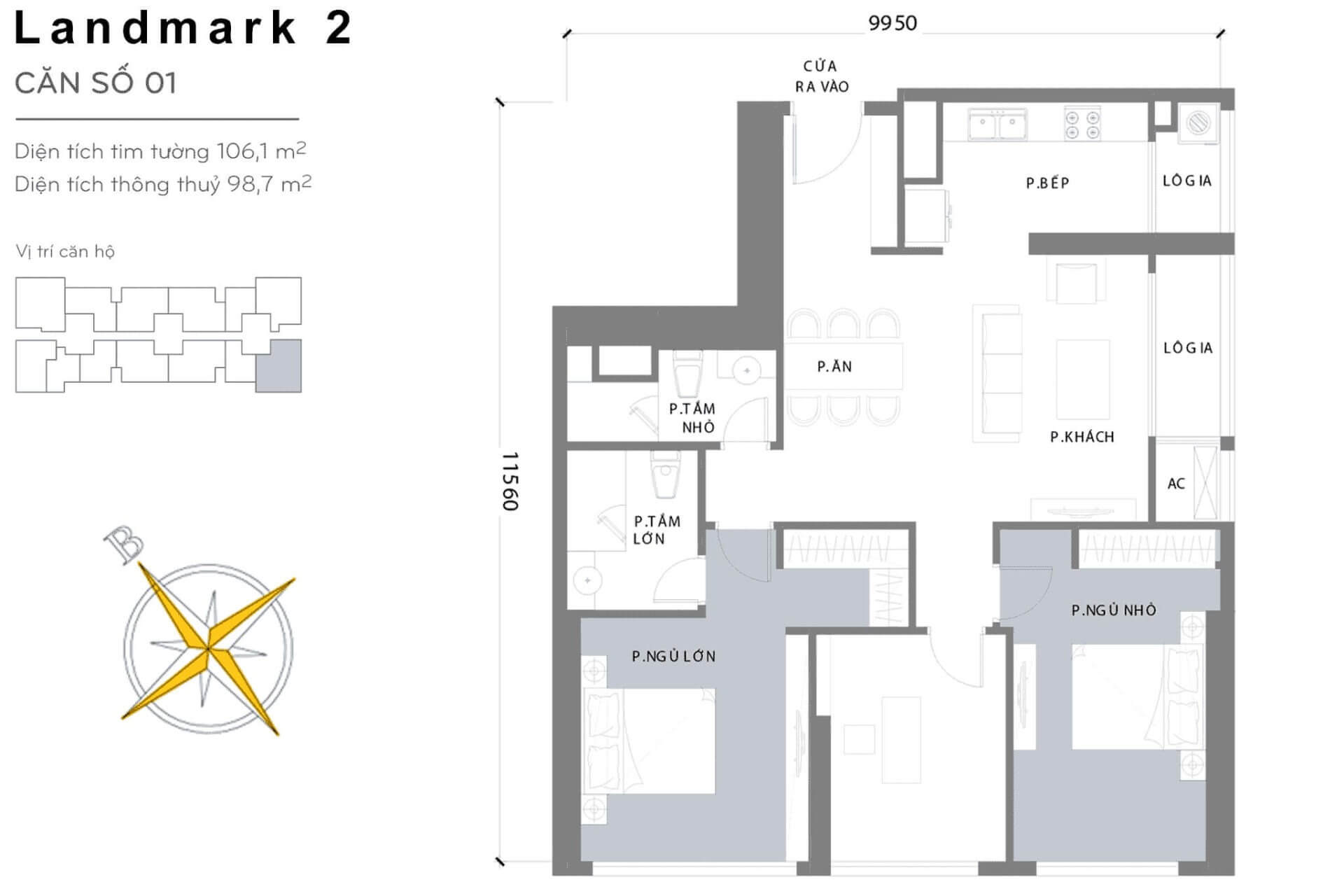 layout căn hộ số 1 Landmark 2 L2-01