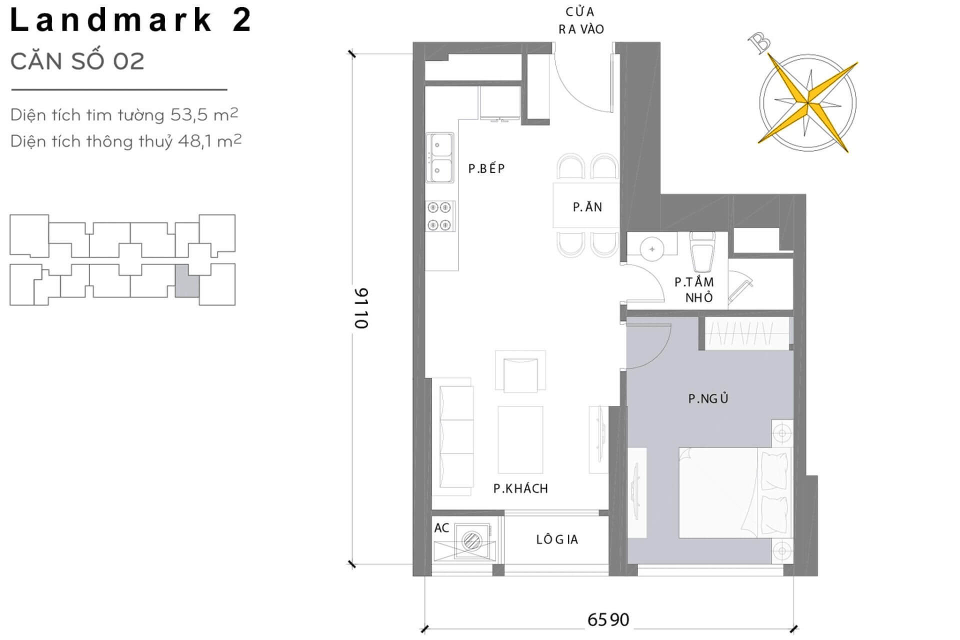 layout căn hộ số 2 Landmark 2 L2-02