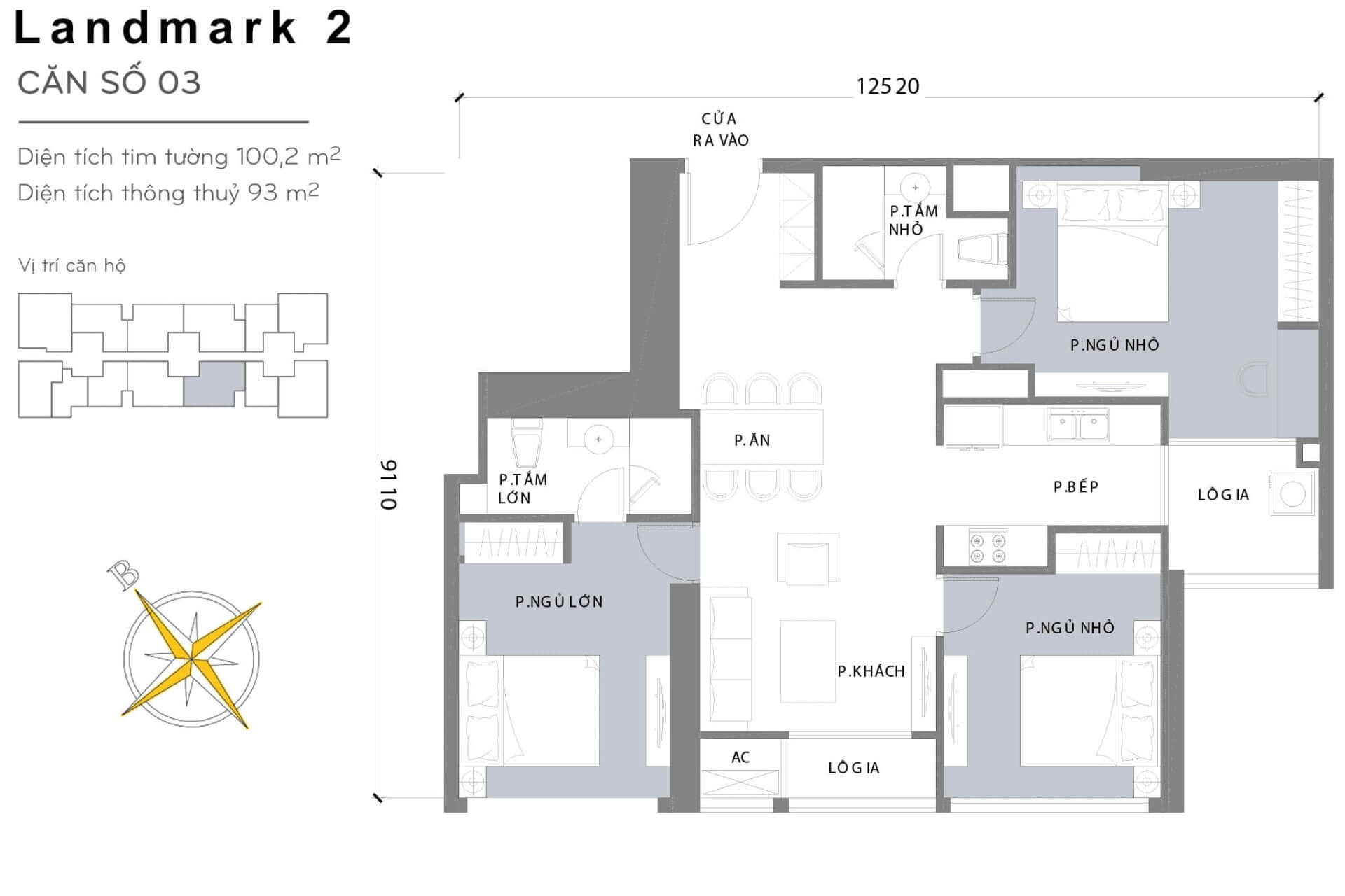 layout căn hộ số 2 Landmark 2 L2-03