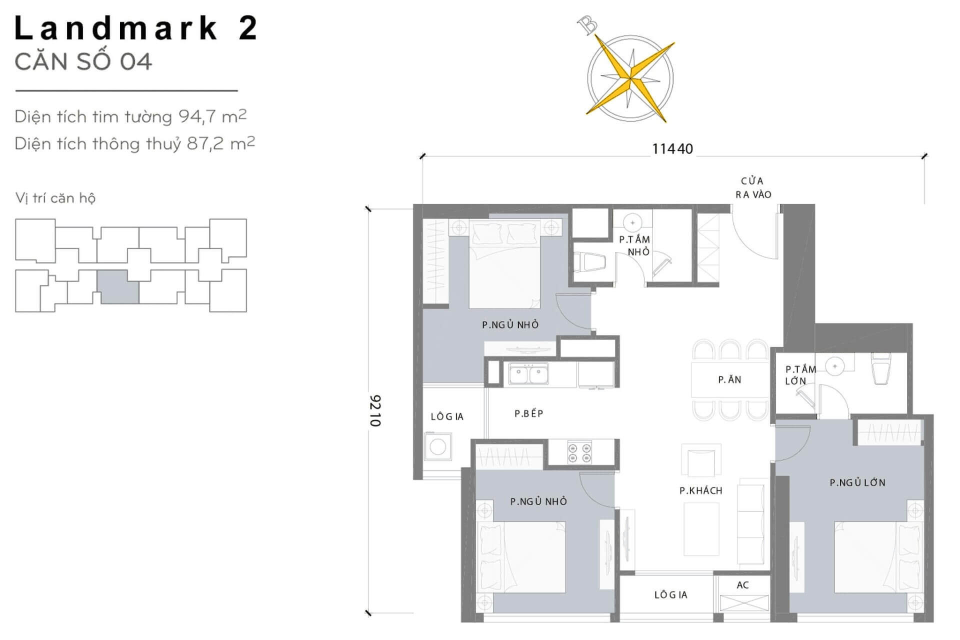 layout căn hộ số 4 Landmark 2 L2-04