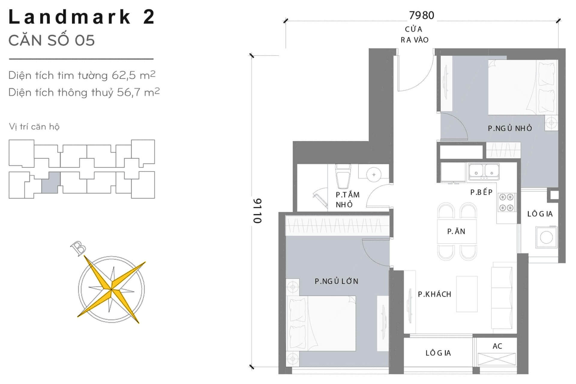 layout căn hộ số 5 Landmark 2 L2-05