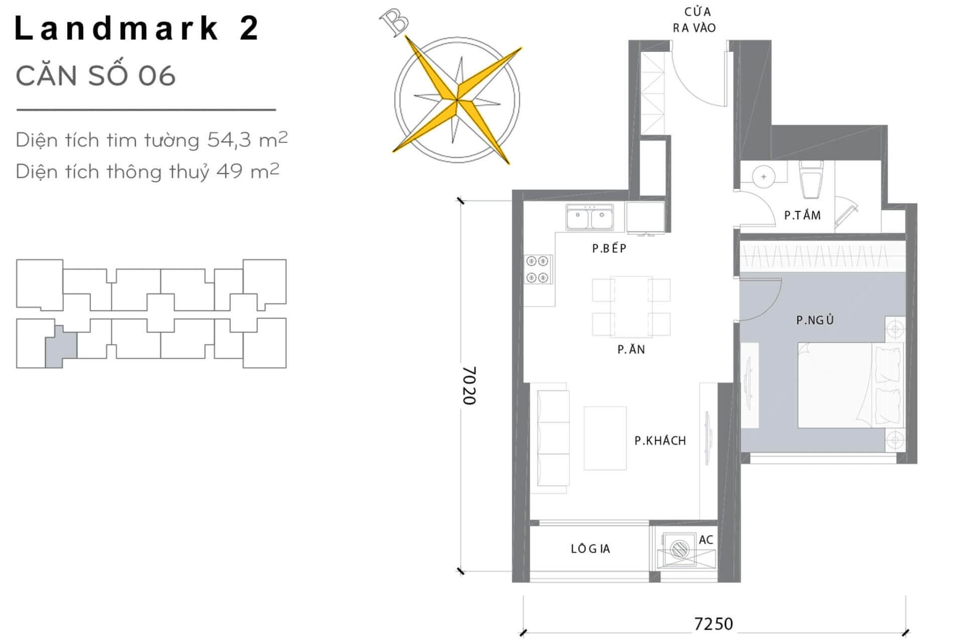 layout căn hộ số 6 Landmark 2 L2-06