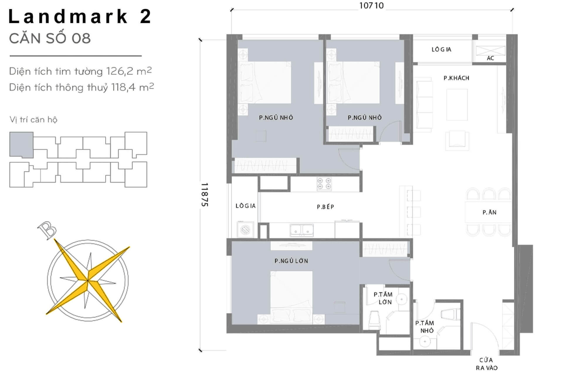 layout căn hộ số 8 Landmark 2 L2-08