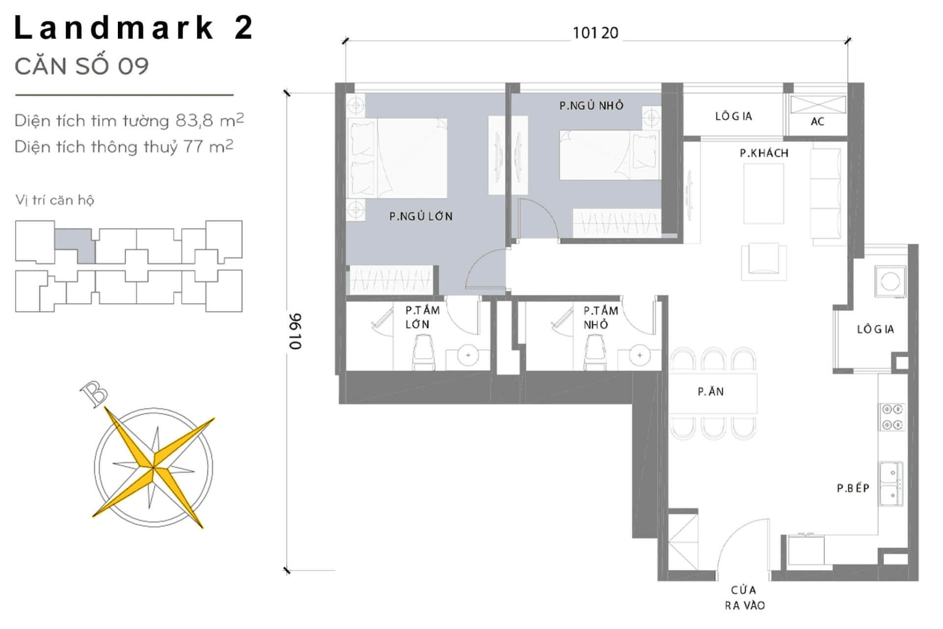 layout căn hộ số 9 Landmark 2 L2-09