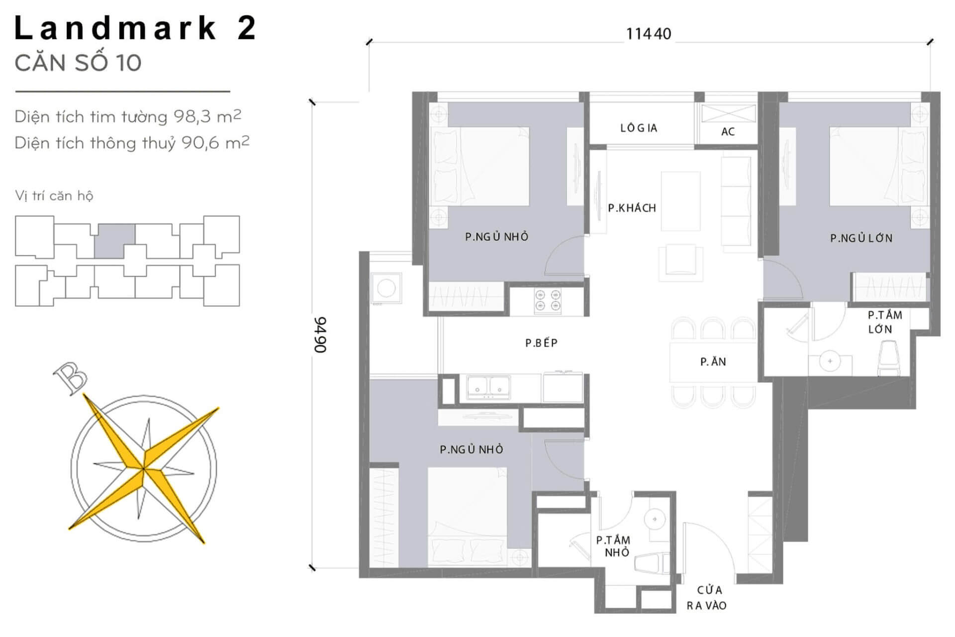 layout căn hộ số 10 Landmark 2 L2-10
