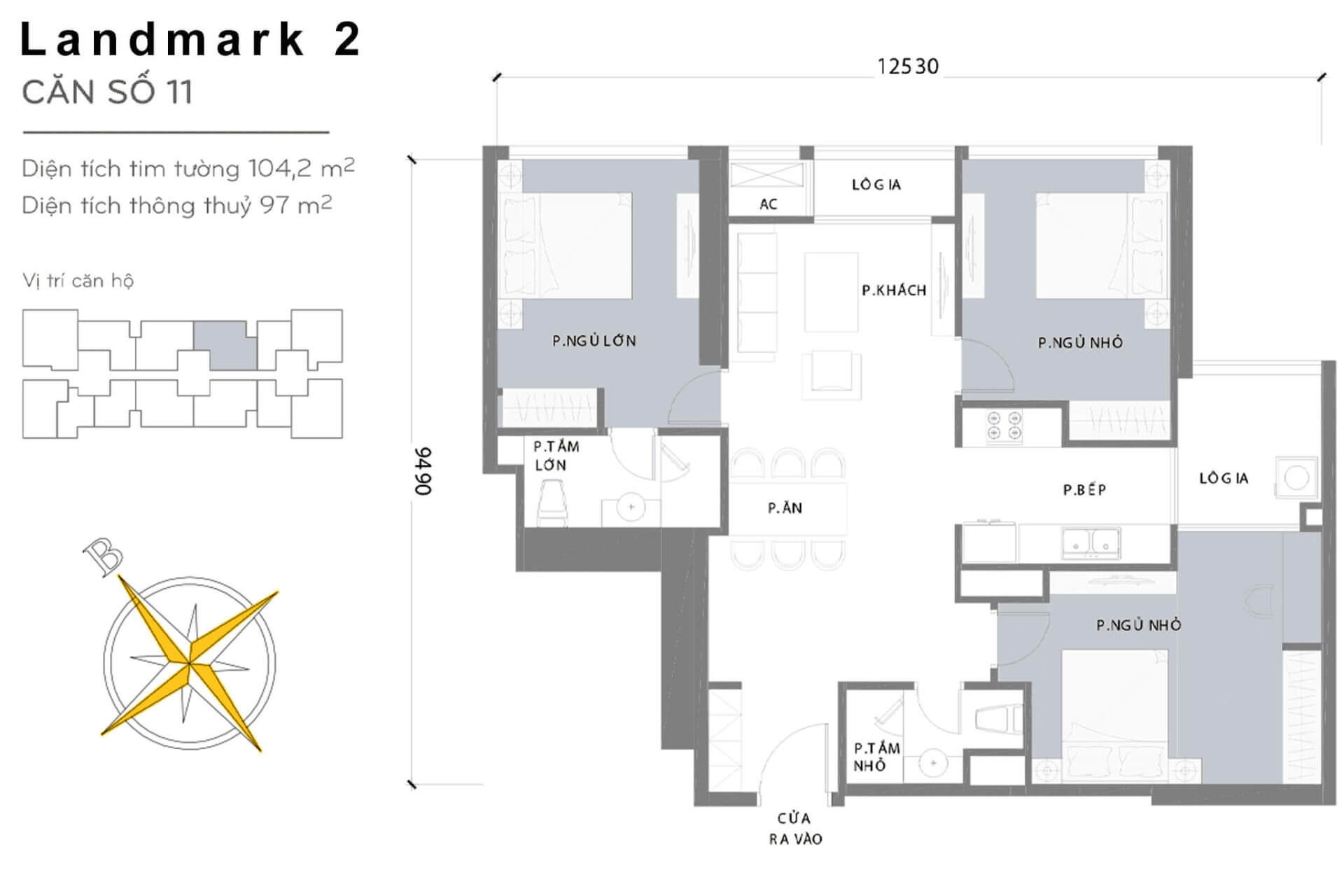 layout căn hộ số 11 Landmark 2 L2-11