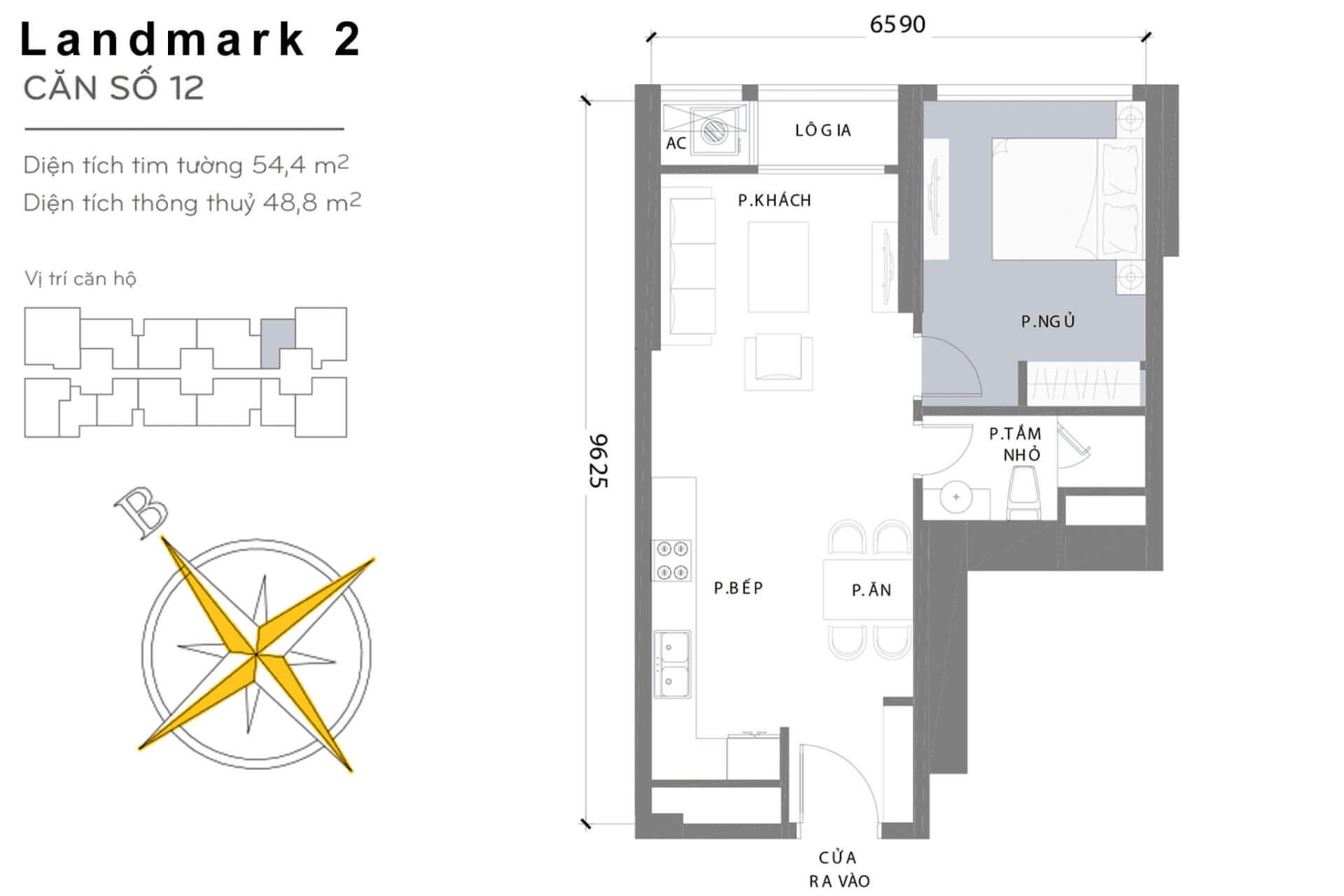 layout căn hộ số 12 Landmark 2 L2-12