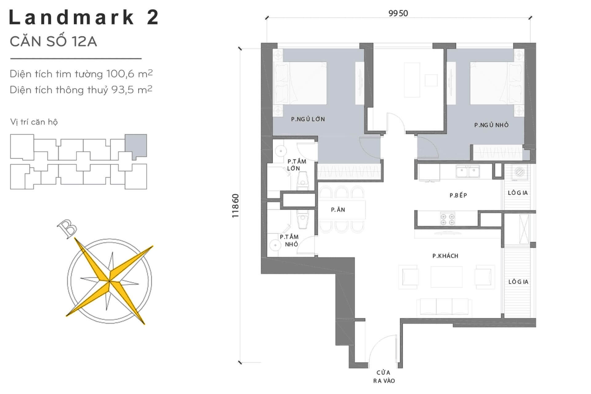 layout căn hộ số 12A Landmark 2 L2-12A