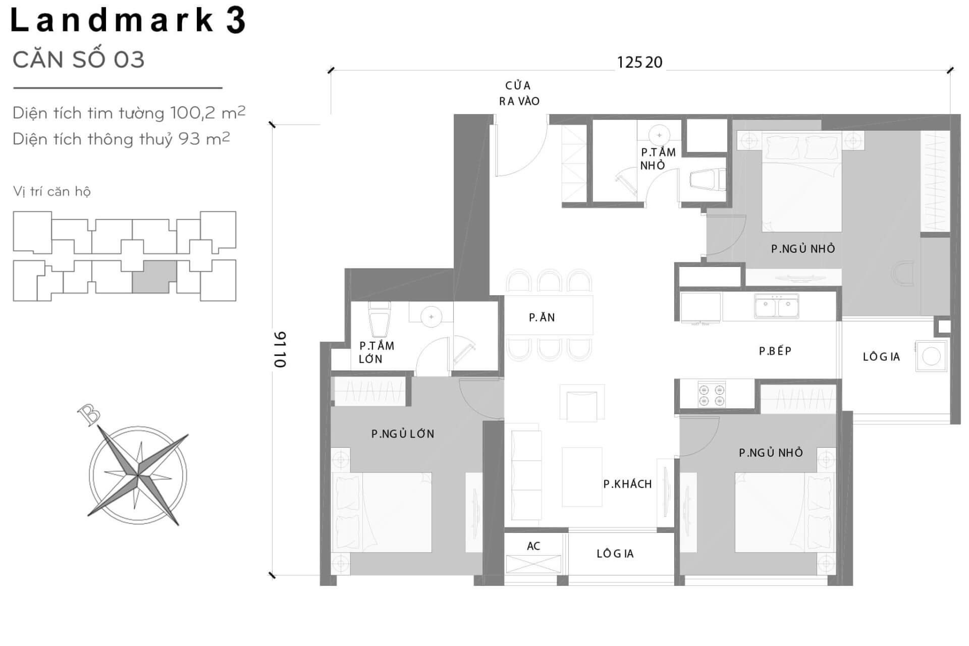 layout căn hộ số 3 Landmark 3 L3-03