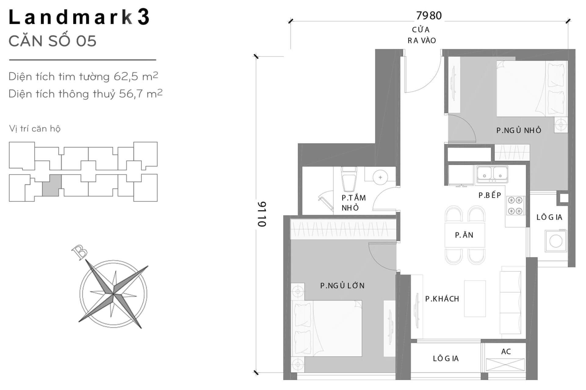 layout căn hộ số 5 Landmark 3 L3-05