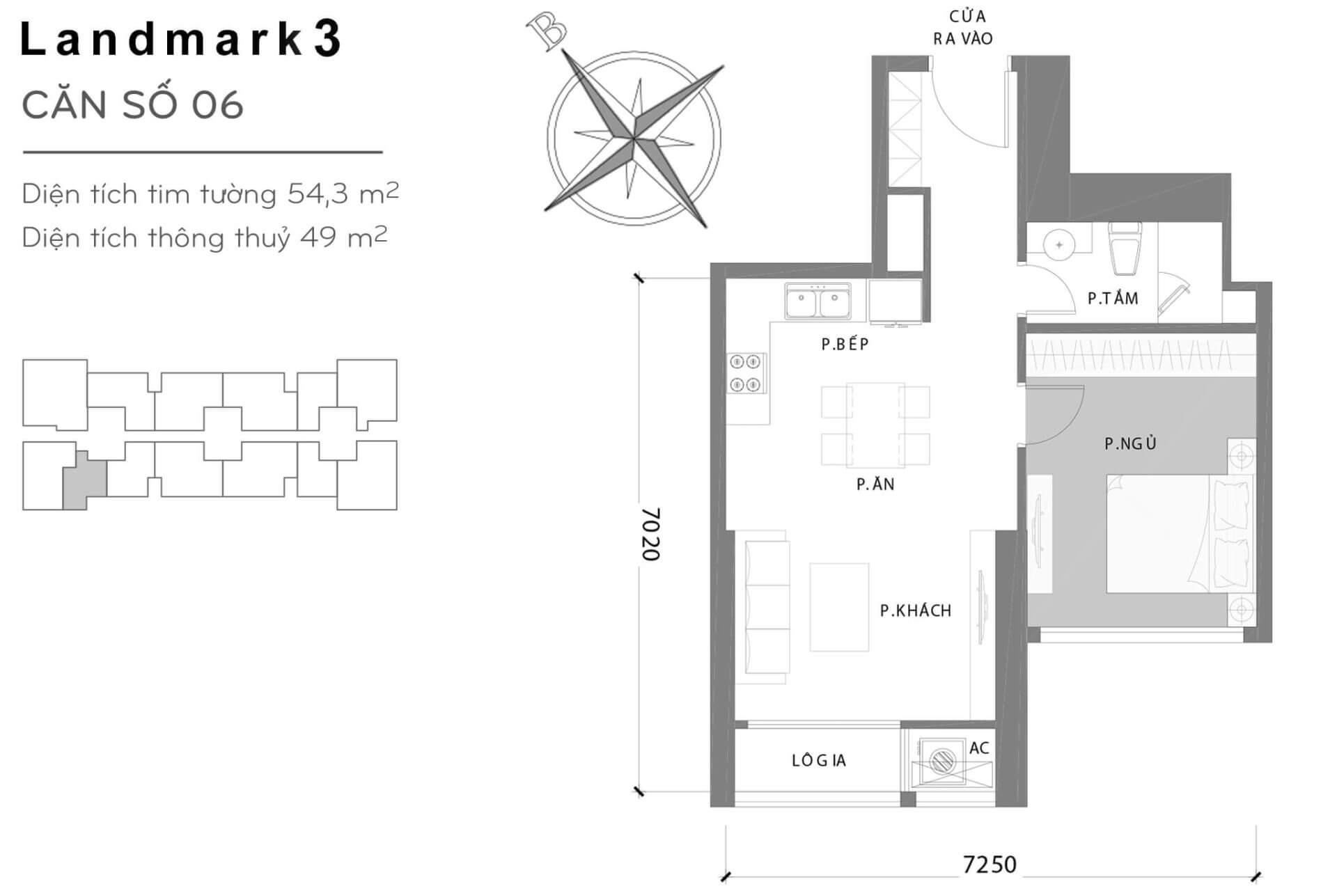 layout căn hộ số 6 Landmark 3 L3-06