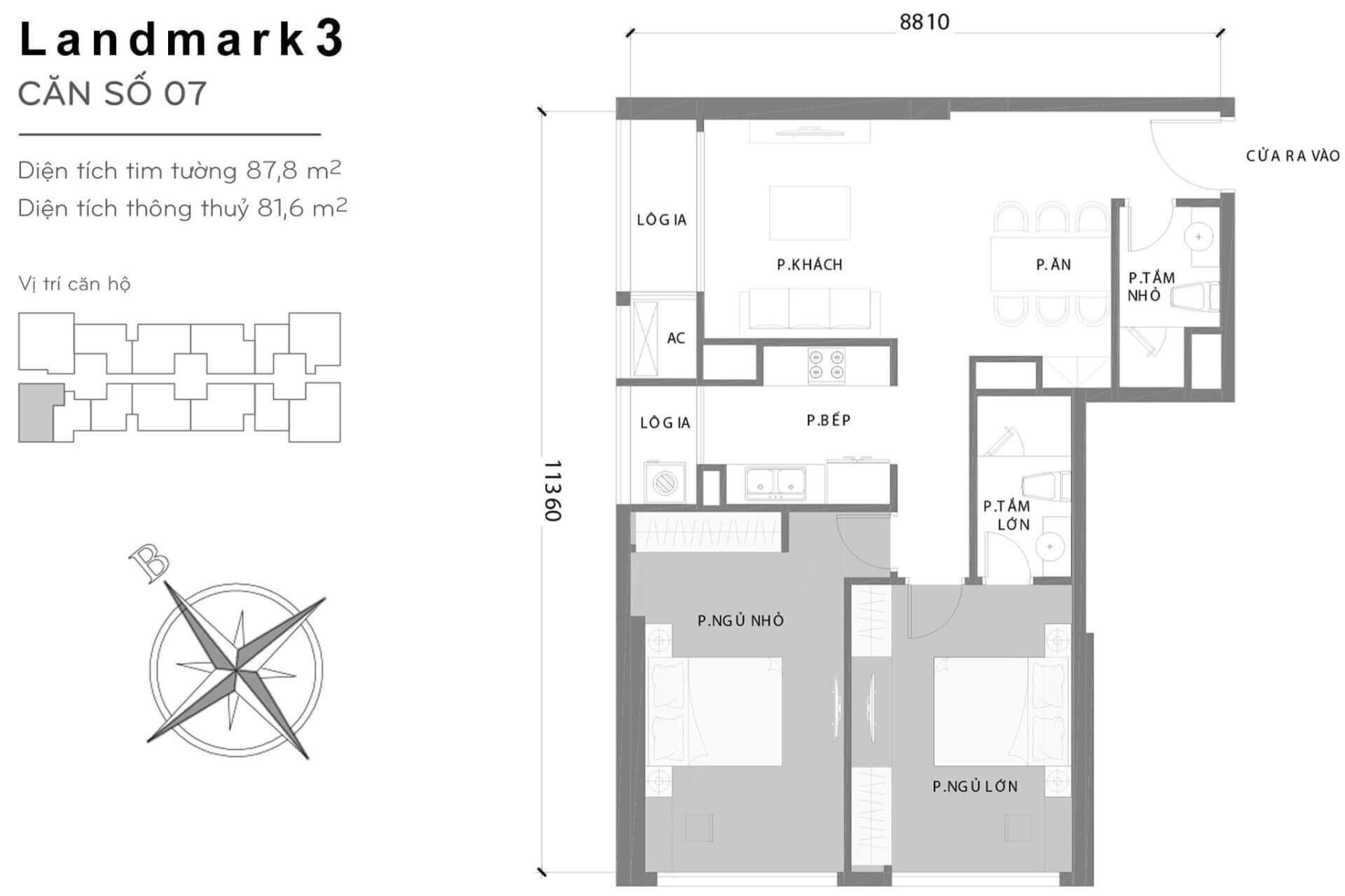 layout căn hộ số 7 Landmark 3 L3-07