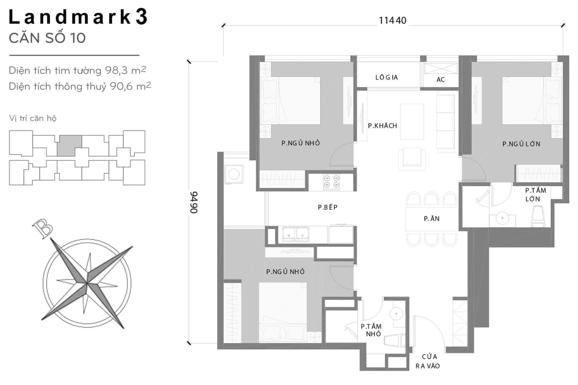 layout căn hộ số 10 Landmark 3 L3-10