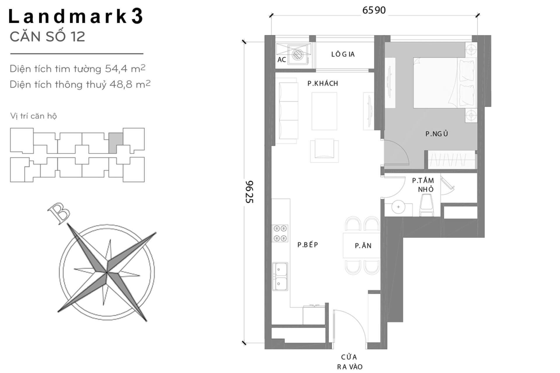 layout căn hộ số 12 Landmark 3 L3-12