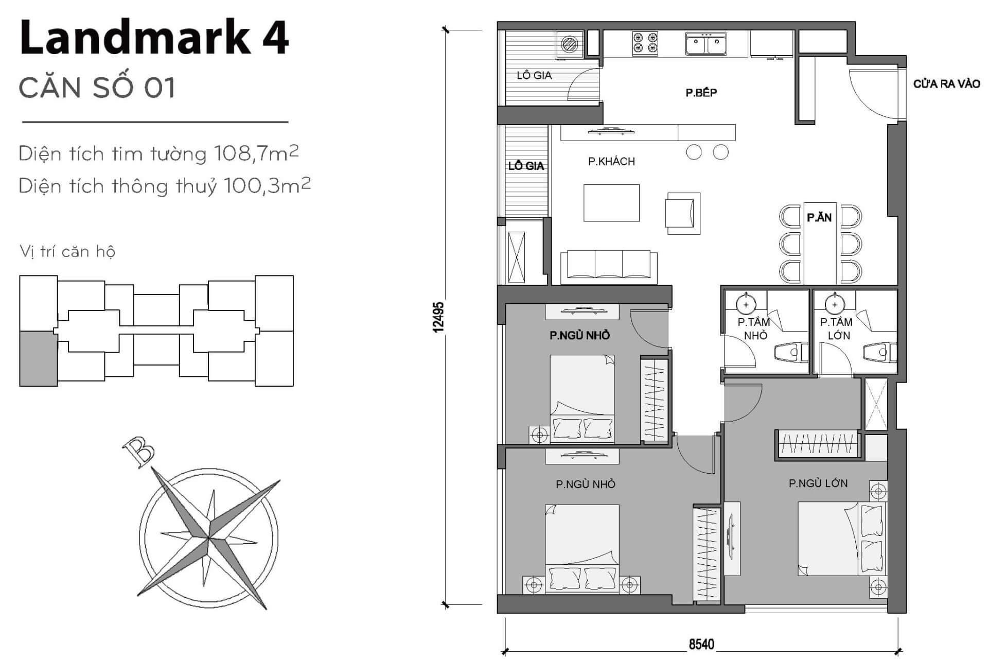 layout căn hộ số 1 Landmark 4 L4-01