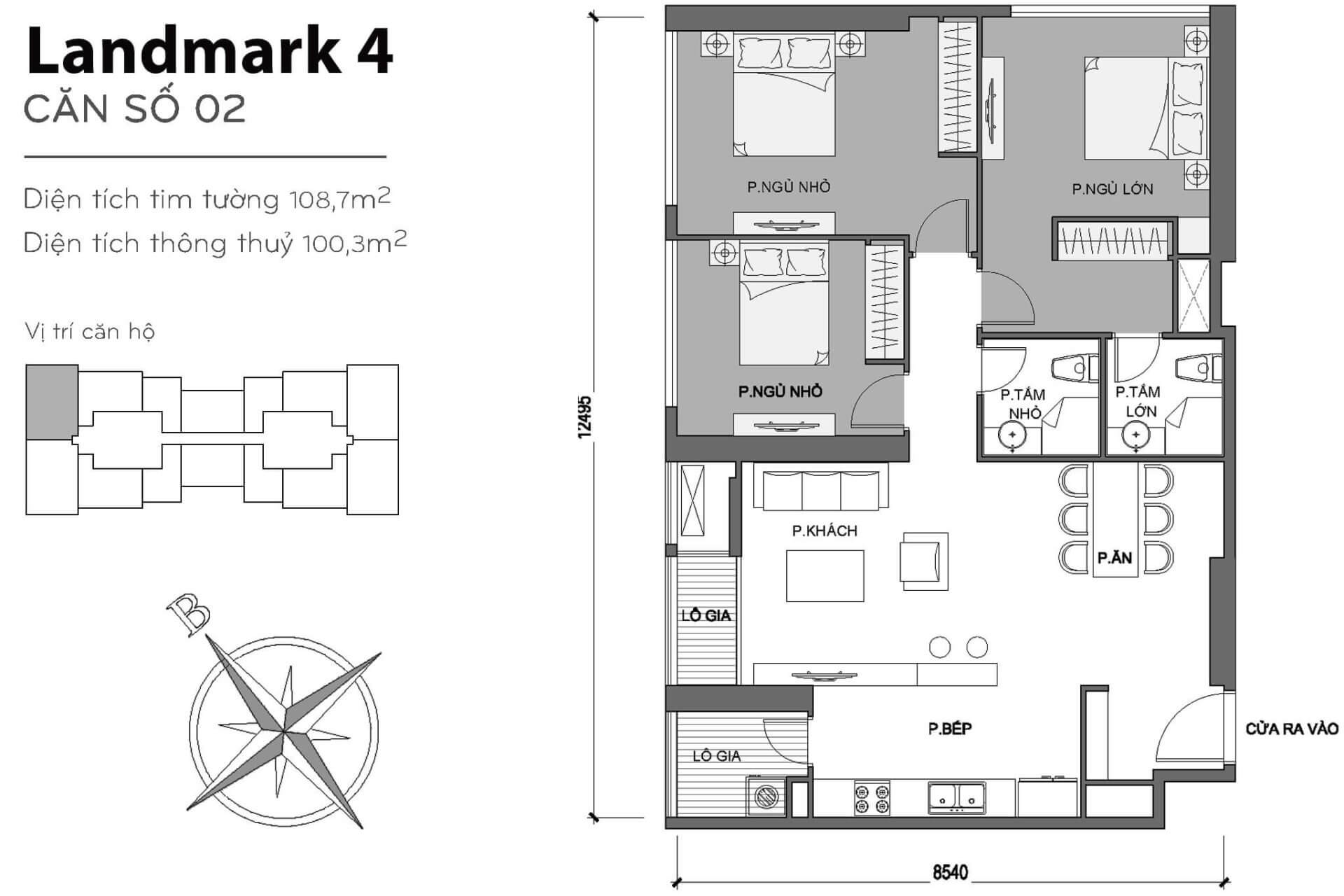 layout căn hộ số 2 Landmark 4 L4-02