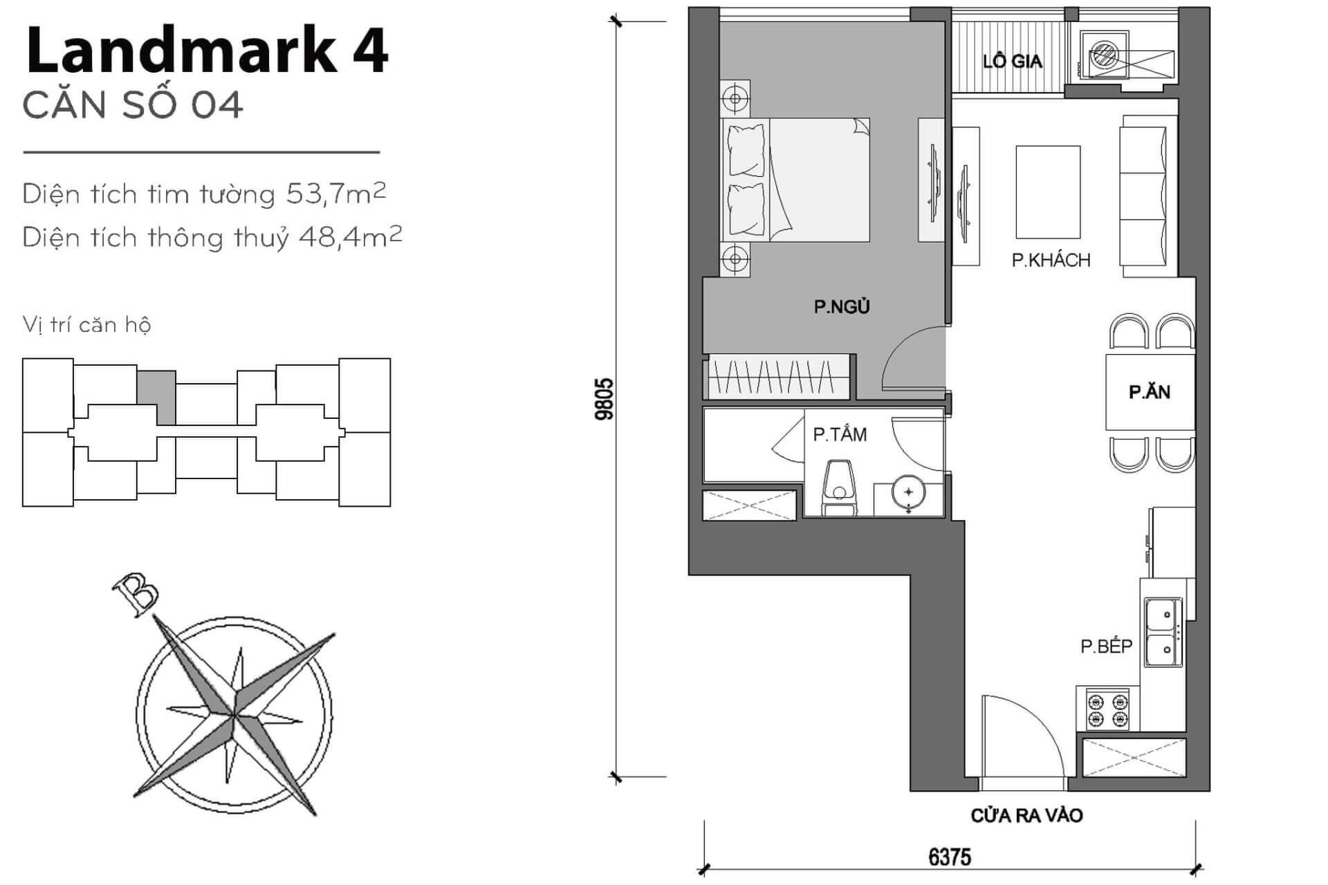 layout căn hộ số 4 Landmark 4 L4-04