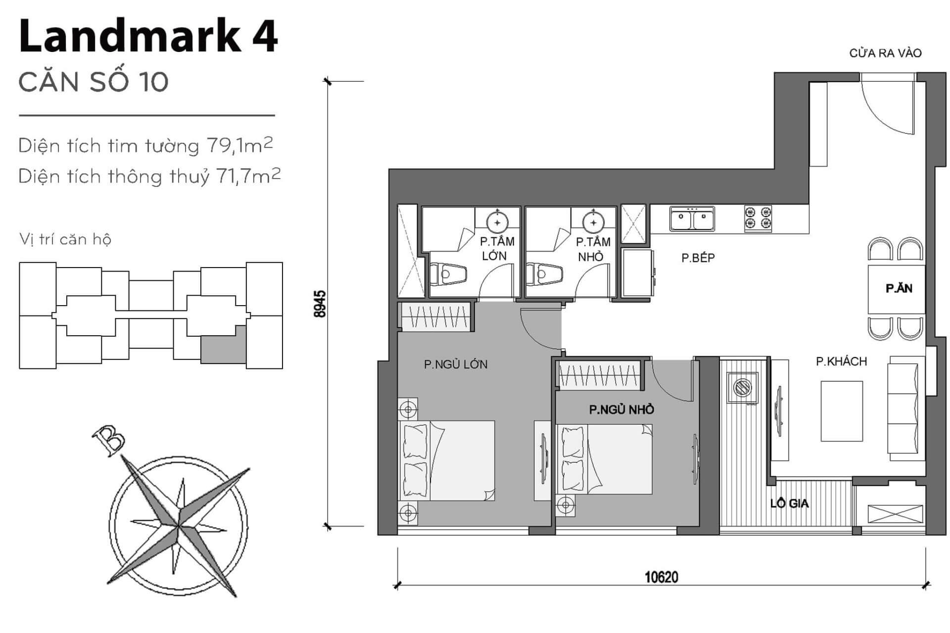 layout căn hộ số 10 Landmark 4 L4-10