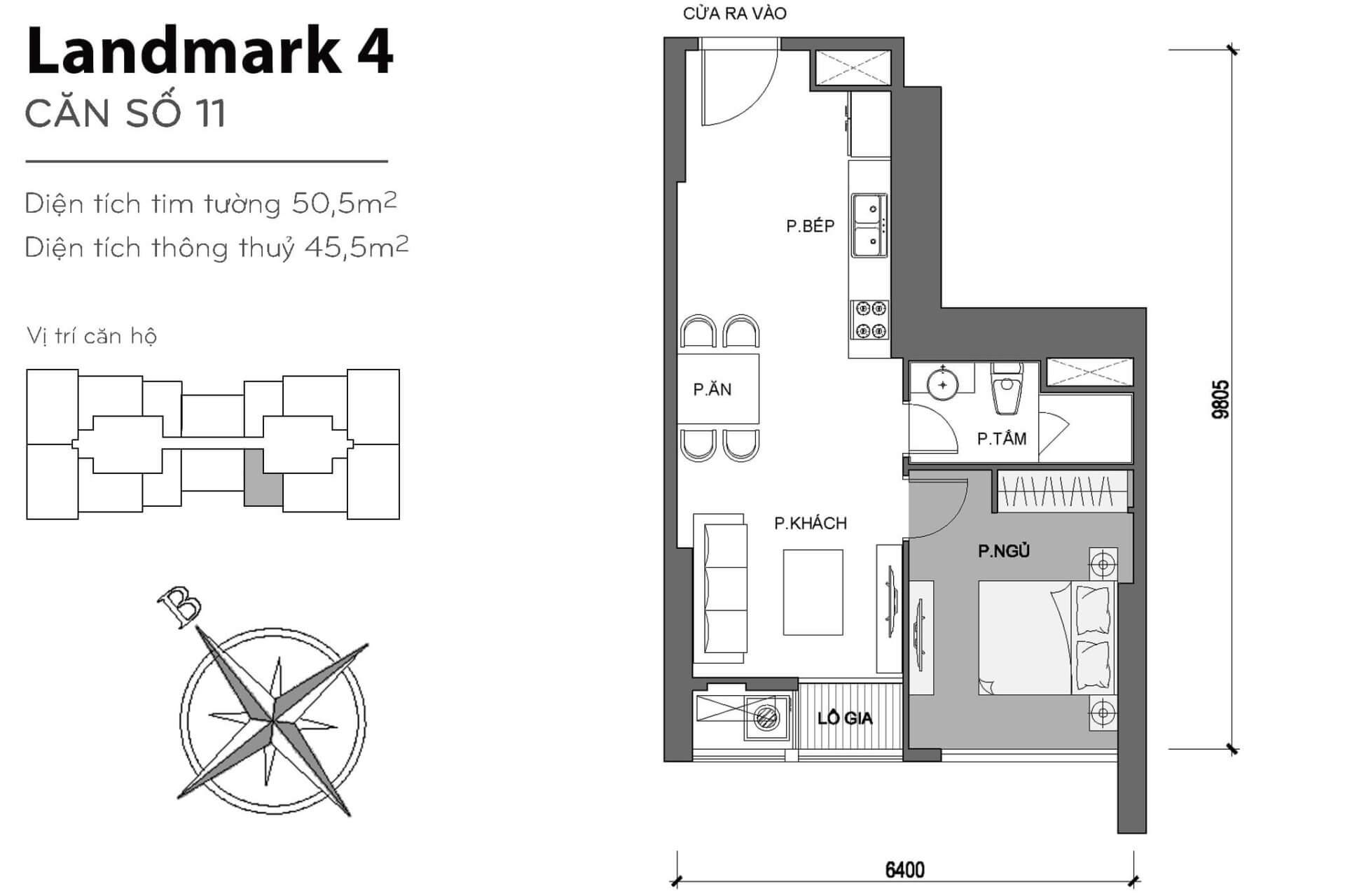 layout căn hộ số 11 Landmark 4 L4-11