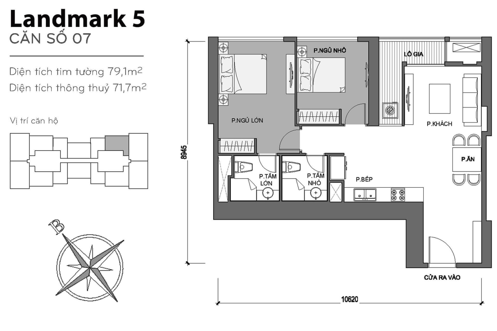 layout căn hộ số 7 Landmark 5 L5-07