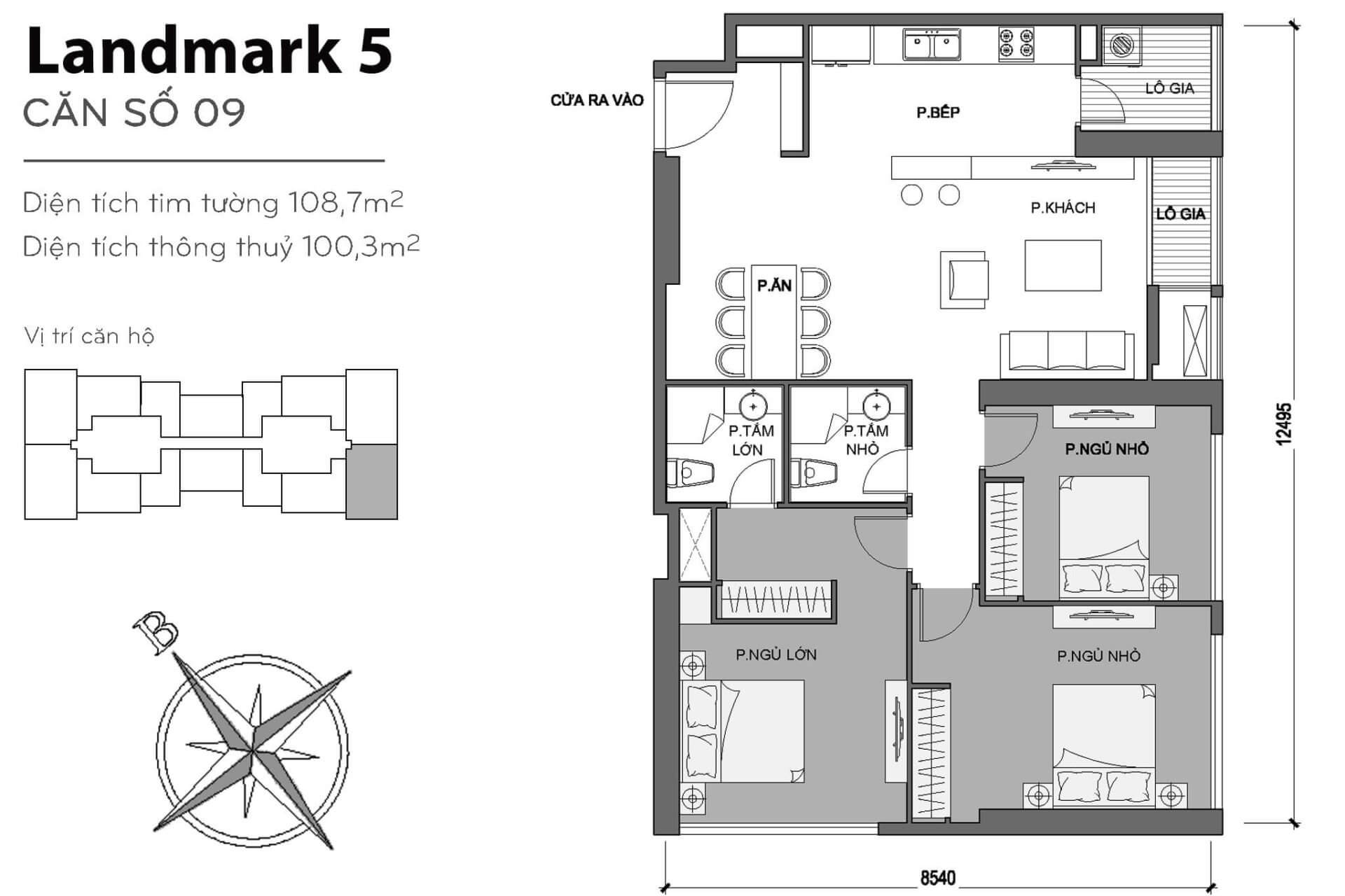 layout căn hộ số 9 Landmark 5 L5-09