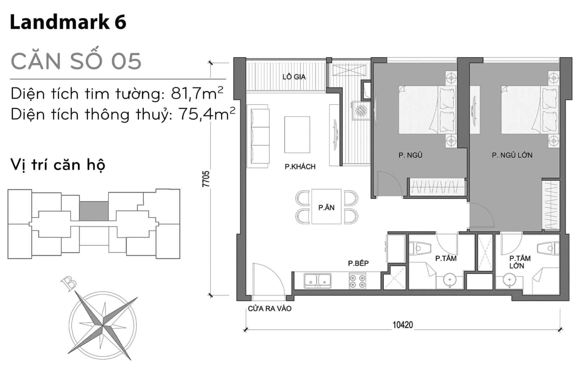 layout căn hộ số 10 Landmark 6 L6-10