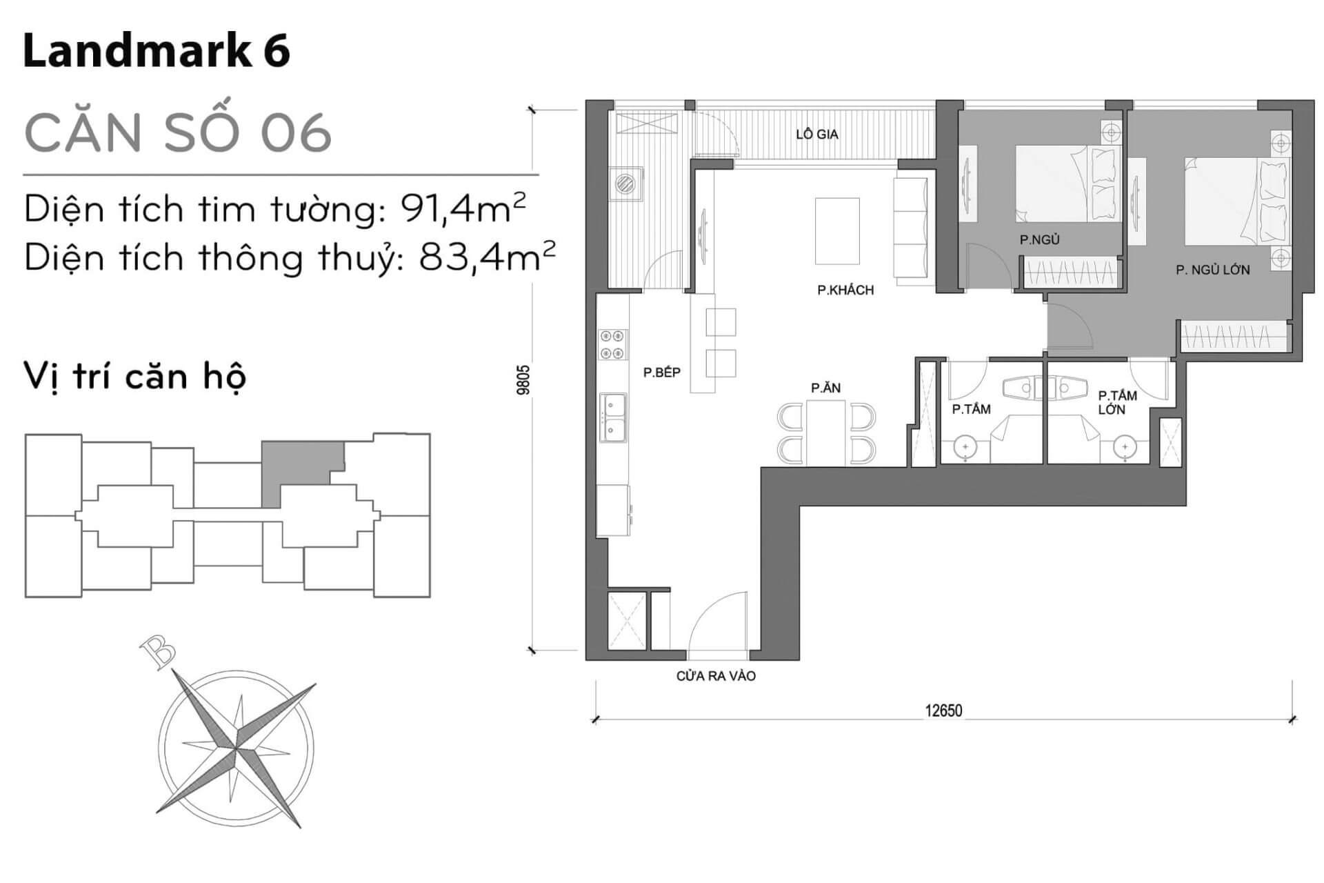 layout căn hộ số 6 Landmark 6 L6-06