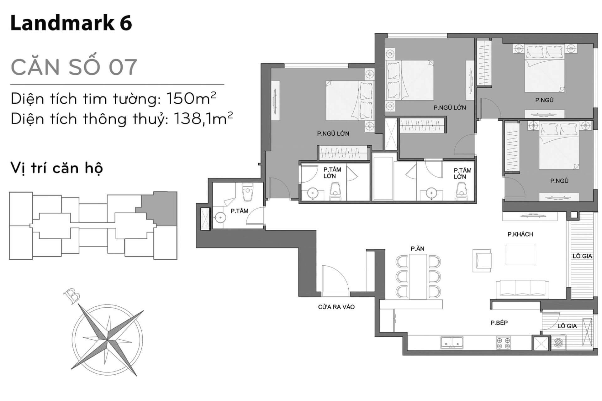 layout căn hộ số 7 Landmark 6 L6-07