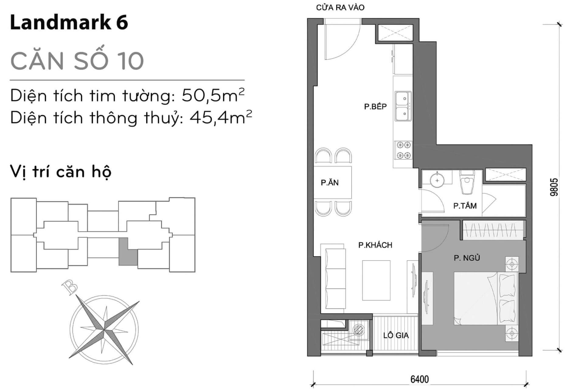 layout căn hộ số 10 Landmark 6 L6-10