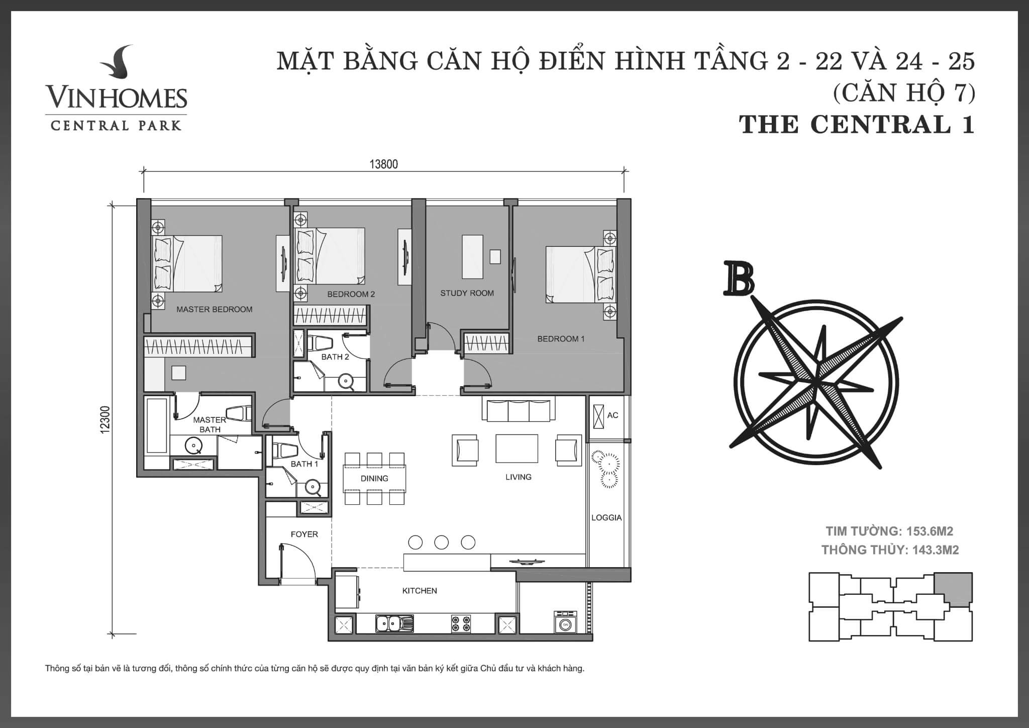 layout căn hộ số 7 tầng 2-25 Central 1