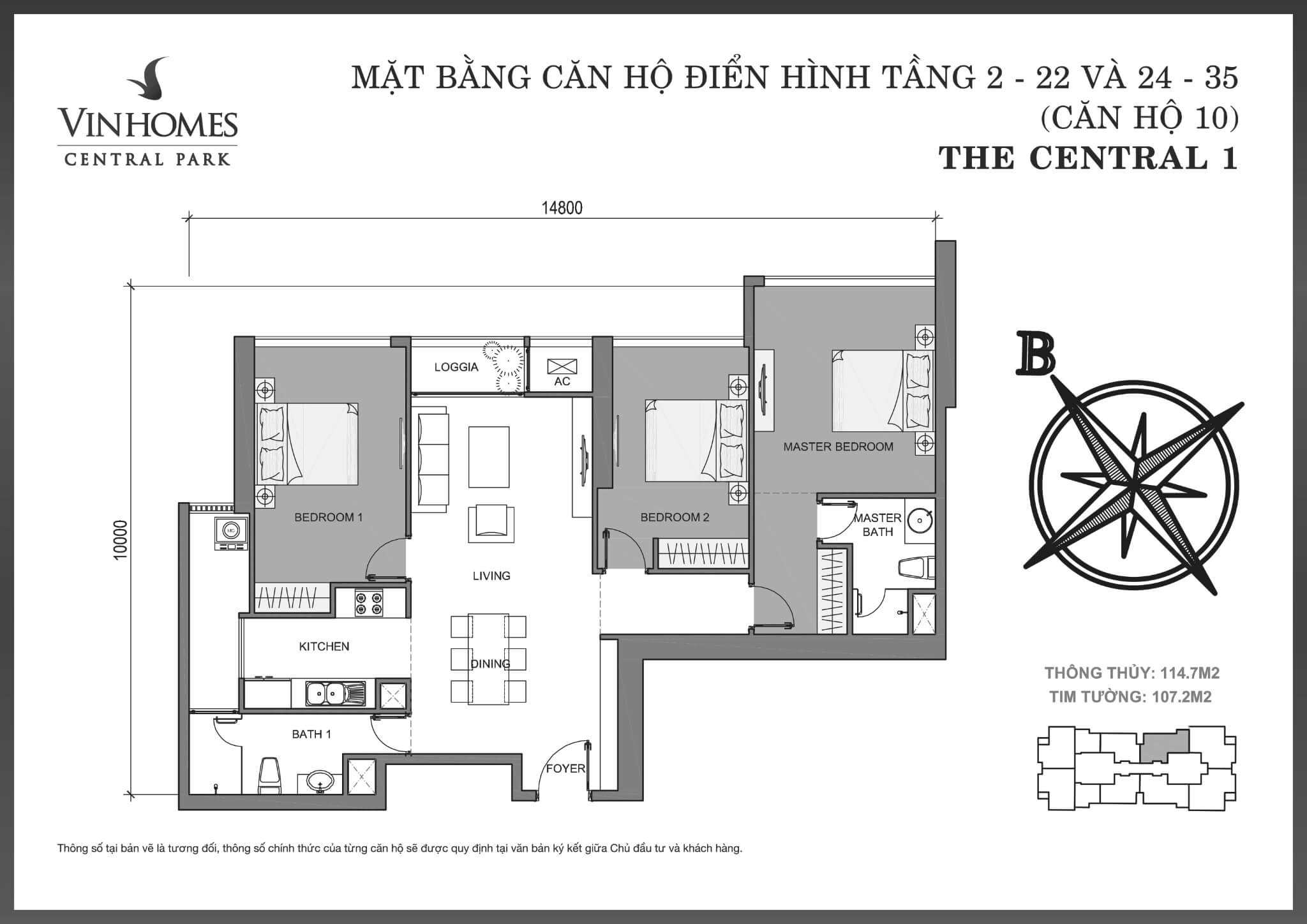 layout căn hộ số 10 tầng 2-35 Central Park